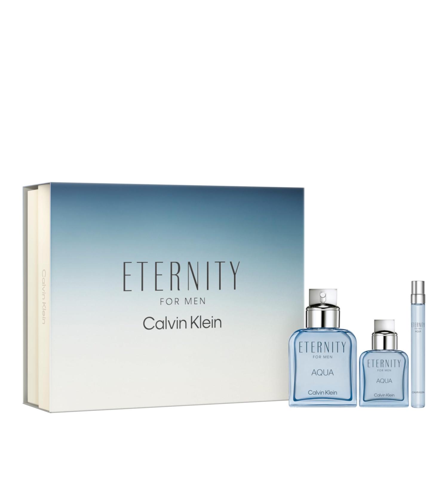 Calvin Klein Eternity Aqua Eau De Toilette Woody Men's Cologne With Notes of Cucumber Sage & Sandalwood Long Lasting Fragrance 3 piece set (3.3 fl oz. + 1 fl oz. + 0.33 fl oz.)