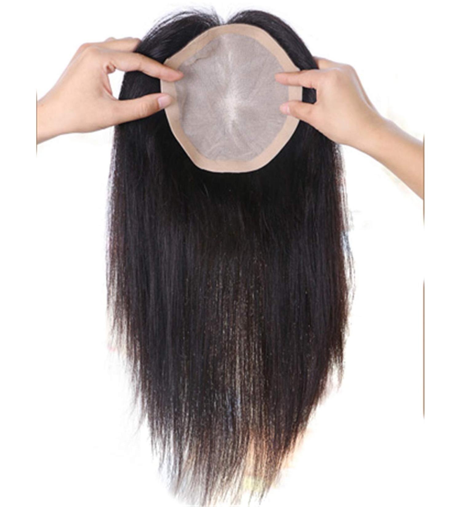Susanki Women's Thin Crown Silk Clip-in Hairpiece - 15 Black Color | 6.3 x 7 International Shipping Available - Buy Online on GoSupps.com