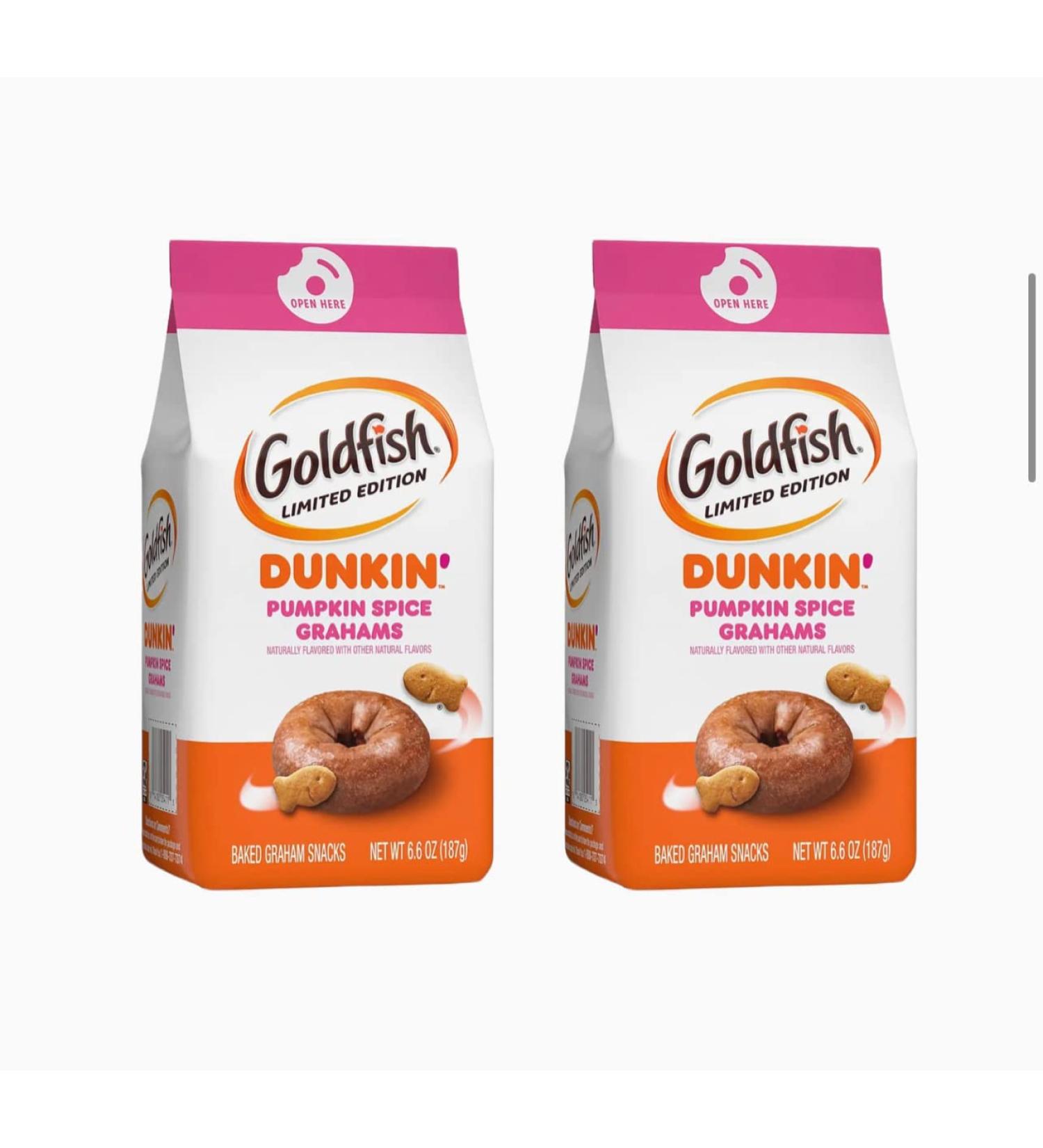 Goldfish Crackers Dunkin Donuts Limited Edition Pumpkin Spice- 2 Dunkin Donuts Pumpkin Spice ( 2 - 6.6 oz. bags)