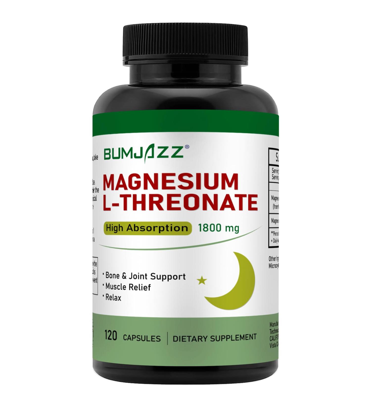 Bumjazz Magnesium LThreonate Capsules high absorption magnesium supplement bioavailable form to support rest and cognitive functions 1800 mg 120 pieces - Buy Online on GoSupps.com