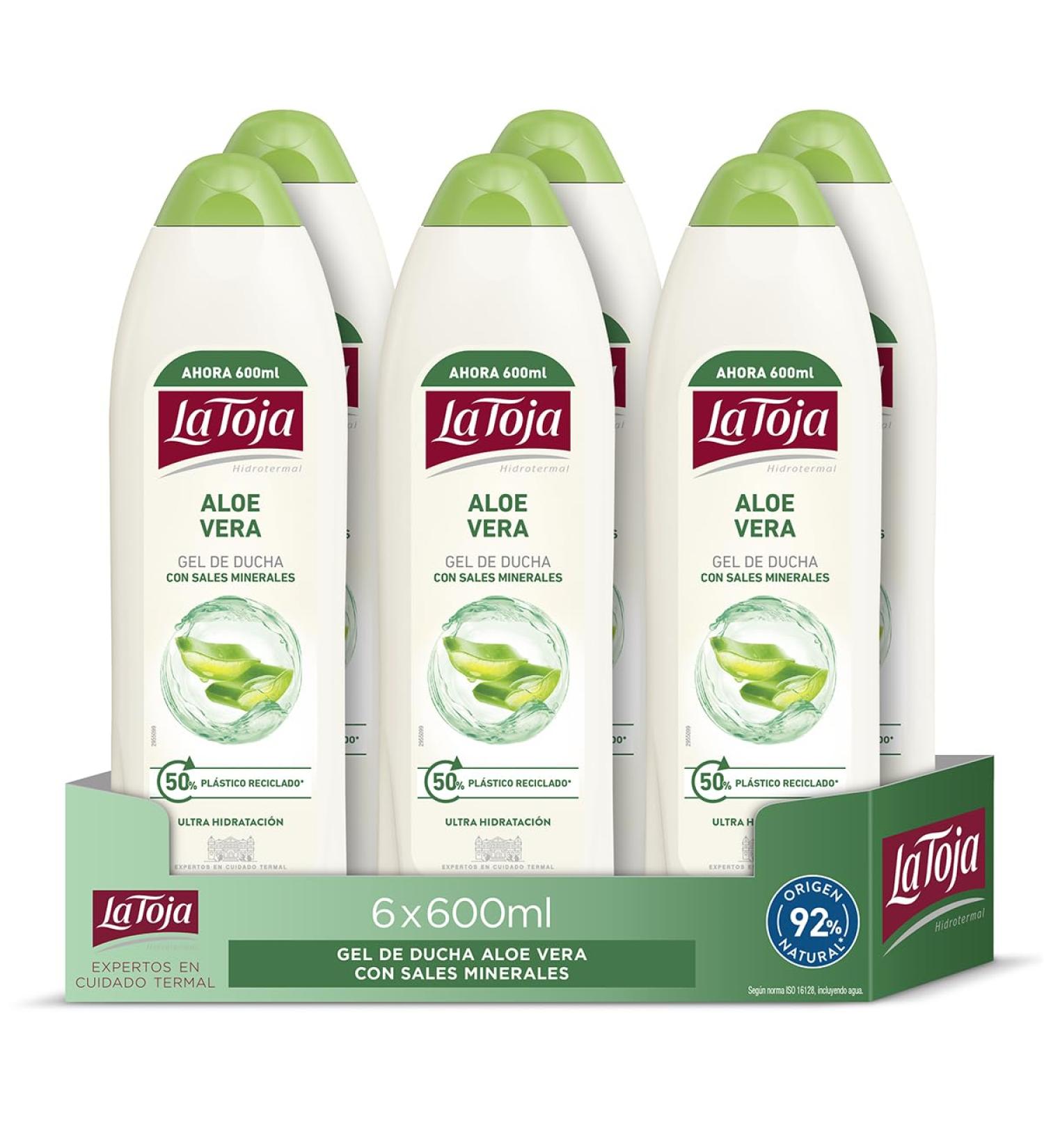La Toja La Toja Aloe Vera Shower Gel 6 x 600ml pack (3600ml) optimal care for everyone soft supple and smooth skin
