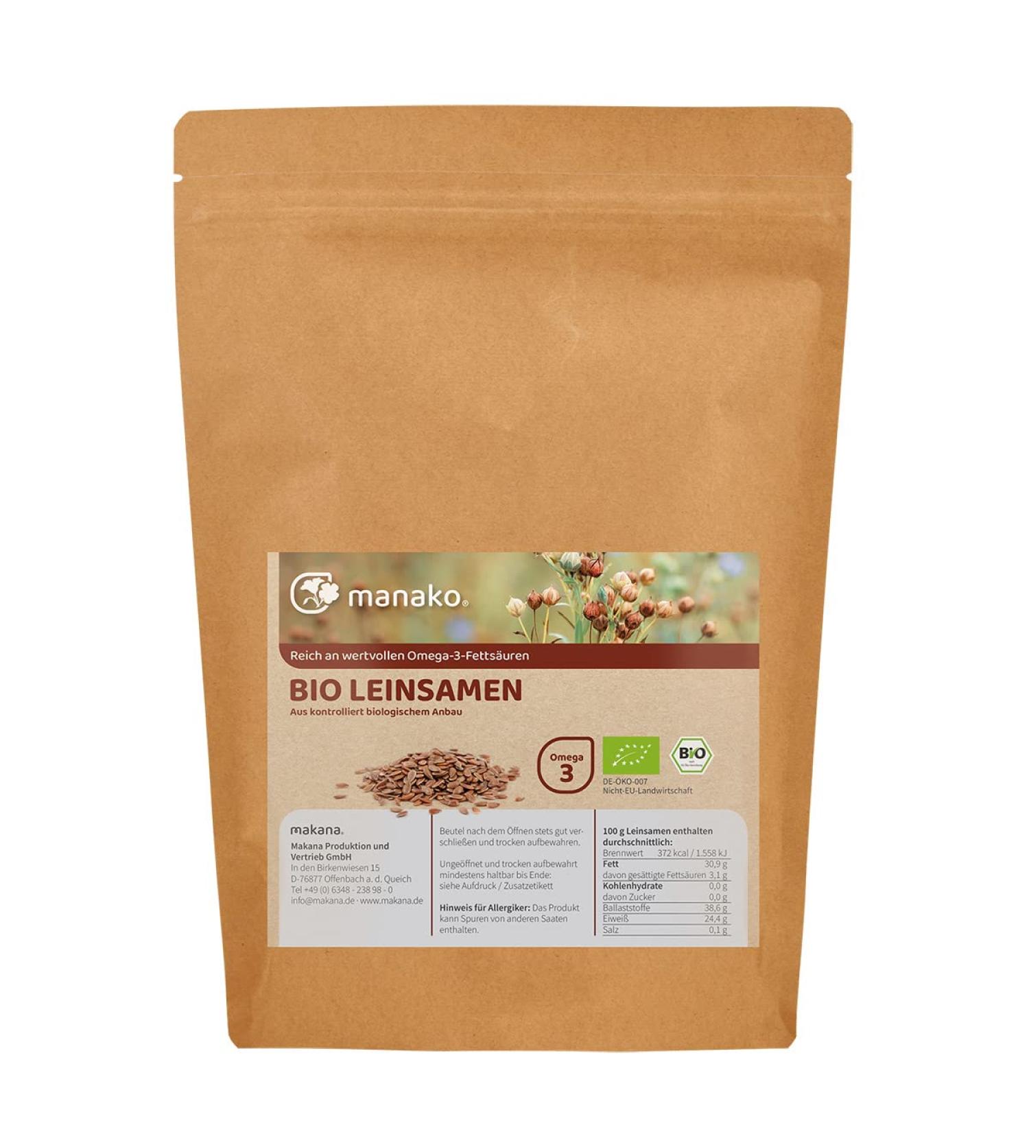 manako ORGANIC linseed whole 500 g zip bag