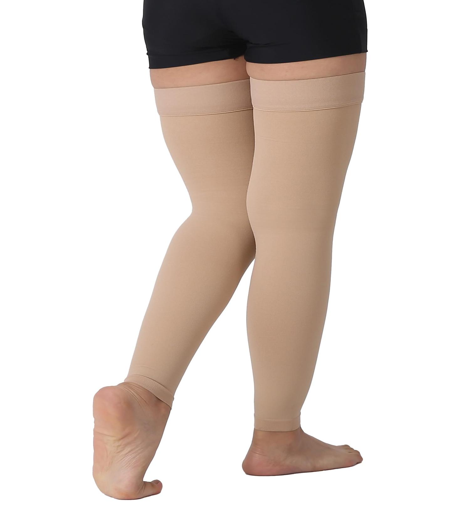 TOFLY Thigh High Compression Stockings Opaque 1 Pair 20-30 mmHg Firm Support with Silicone Band 3XL Beige - Buy Online on GoSupps.com