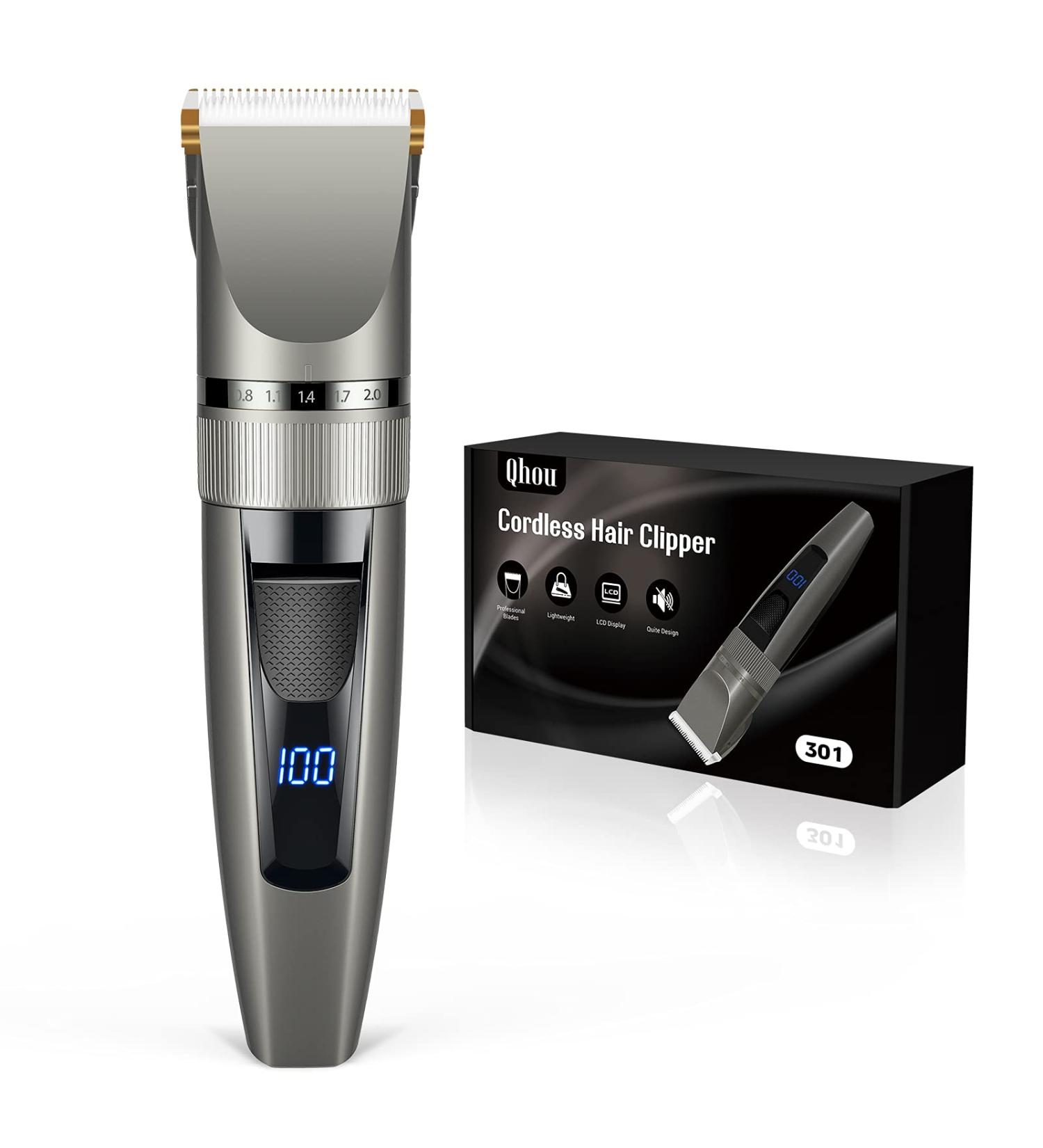 Hair Clippers, Qhou Electric Hair Cutting Kit Pro,Mens Clippers for Hair Cutting Quite LED Display Cordless Rechargeable Hair Trimmer Set Professional Barbers Grooming Kit with Hairdressing Cape(Gray) Gray2 - Buy Online on GoSupps.com