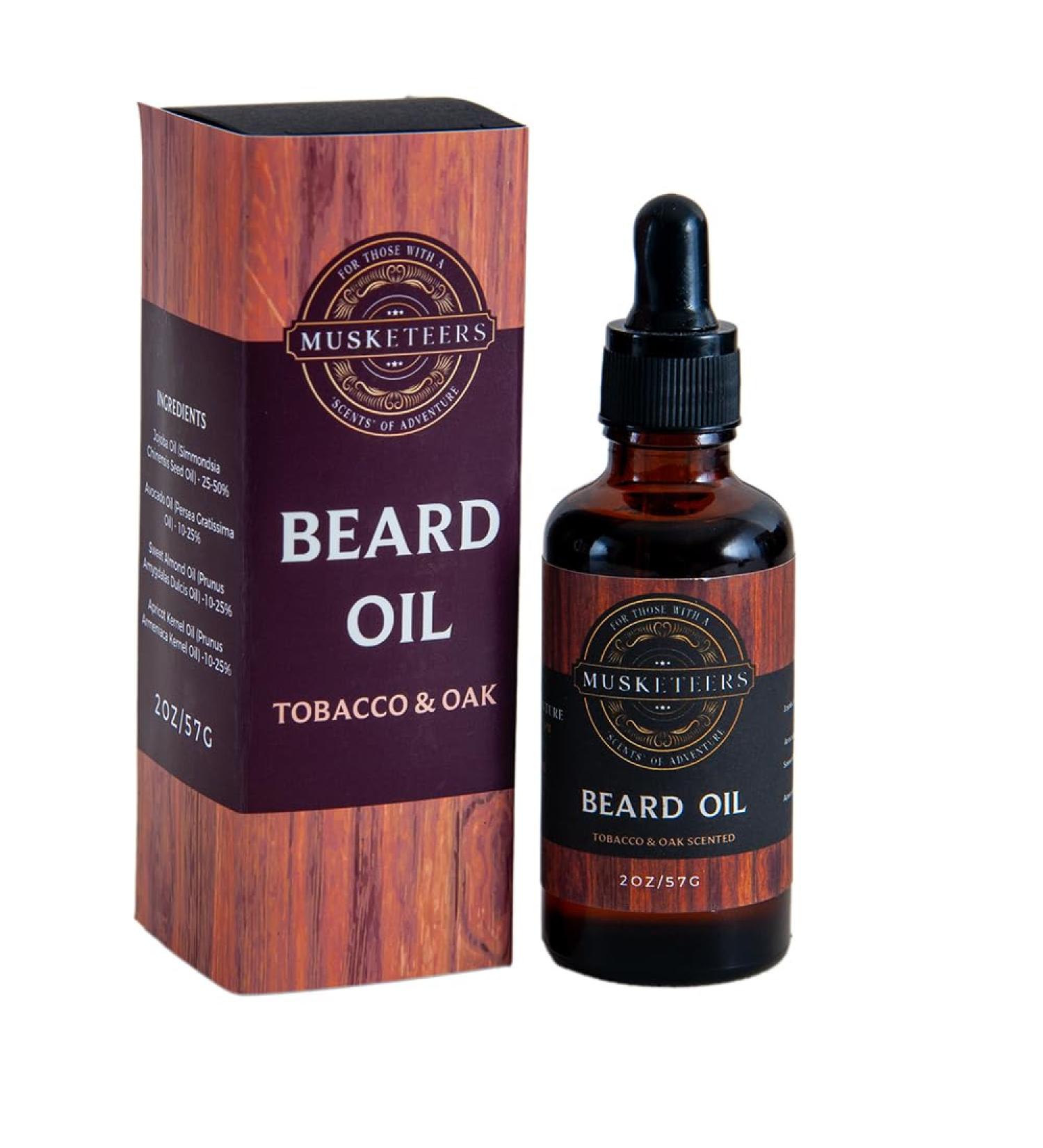 Musketeers - Huile de barbe pour soins de la peau - Formule nourrissante et revitalisante enrichie en jojoba l'argan et l'avocat - Toilettage naturel pour homme - Parfum tabac et ch ne - 50 ml - Buy Online on GoSupps.com