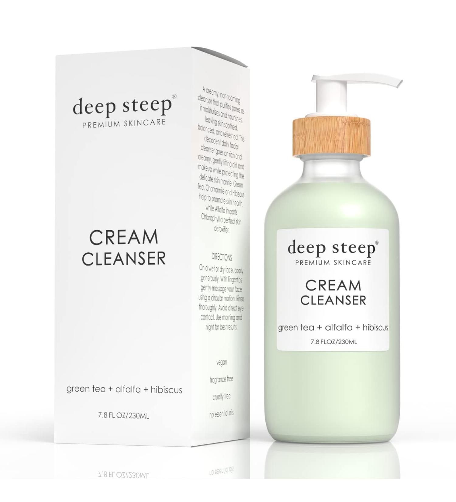 Deep Steep Cream Cleanser 7.8 oz Gentle Daily Face Wash with Shea Butter Coconut Jojoba & Sunflower Oils Green Tea & Hibiscus Vegan Clean Beauty Skincare Calming Hydration Cream Cleanser 7.8 Fl Oz (Pack of 1) - Buy Online on GoSupps.com