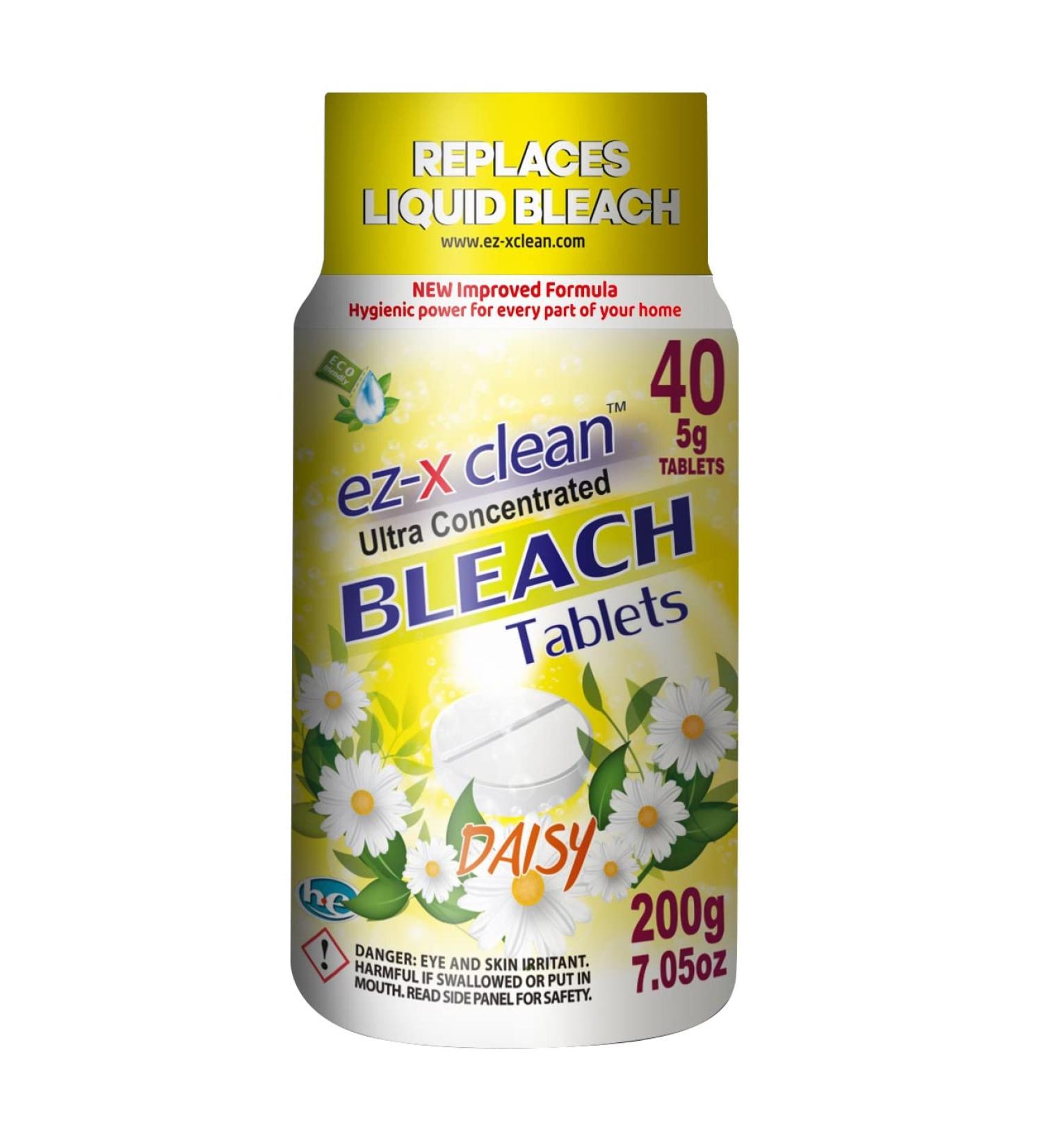 Ultra Concentrated Water Activated Bleach Tablets for Laundry & Cleaning - 40 Tablets 7.05 OZ - Phosphate Free Formula - EZ-X CLEAN - Buy Online on GoSupps.com