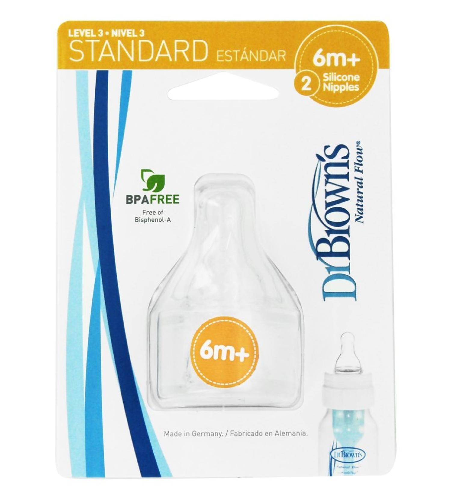 Dr. Browns Natural Flow Level 3 Standard Nipple - 6 Nipples - Buy Online on GoSupps.com