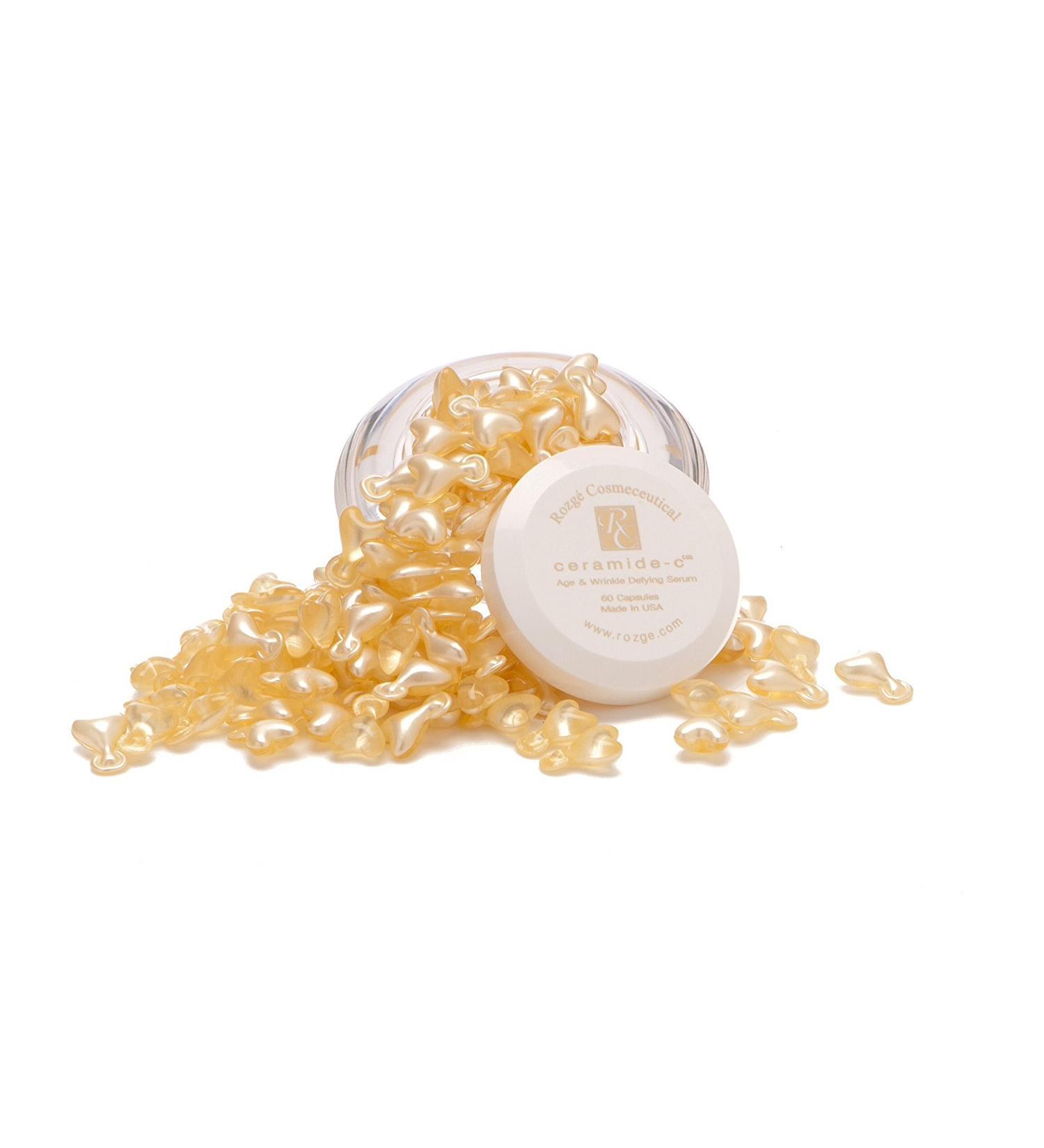 ROZGE Ceramide-C Facial Wrinkle Reducer Serum - 60 Age Defying Capsules with Vitamins C & E for Deep Wrinkle Repair & Youthful Skin Restoration - Buy Online on GoSupps.com