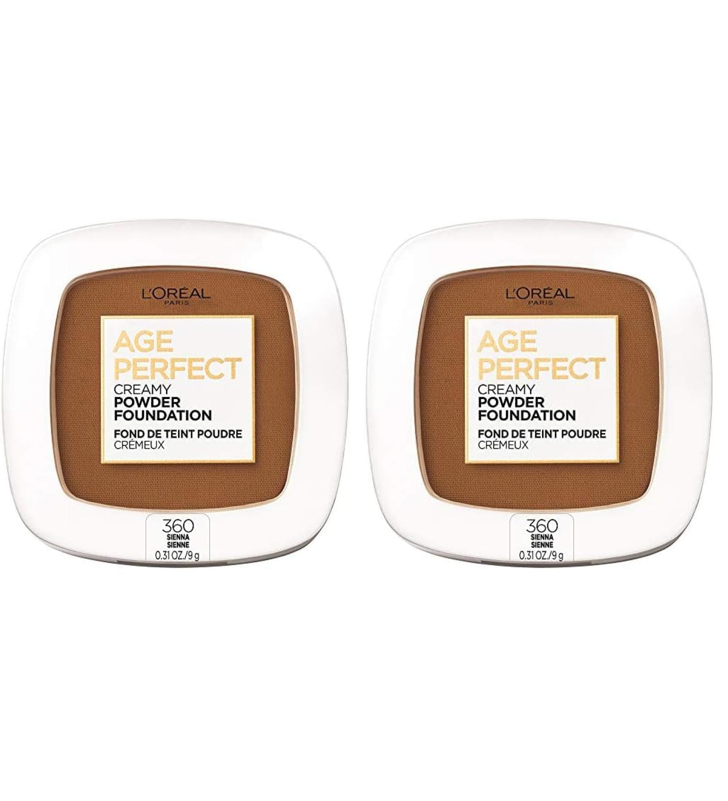L'Oreal Paris Age Perfect Creamy Powder Foundation Compact - 360 Sienna 0.31 oz (Pack of 2) - International Shipping Available - Buy Online on GoSupps.com