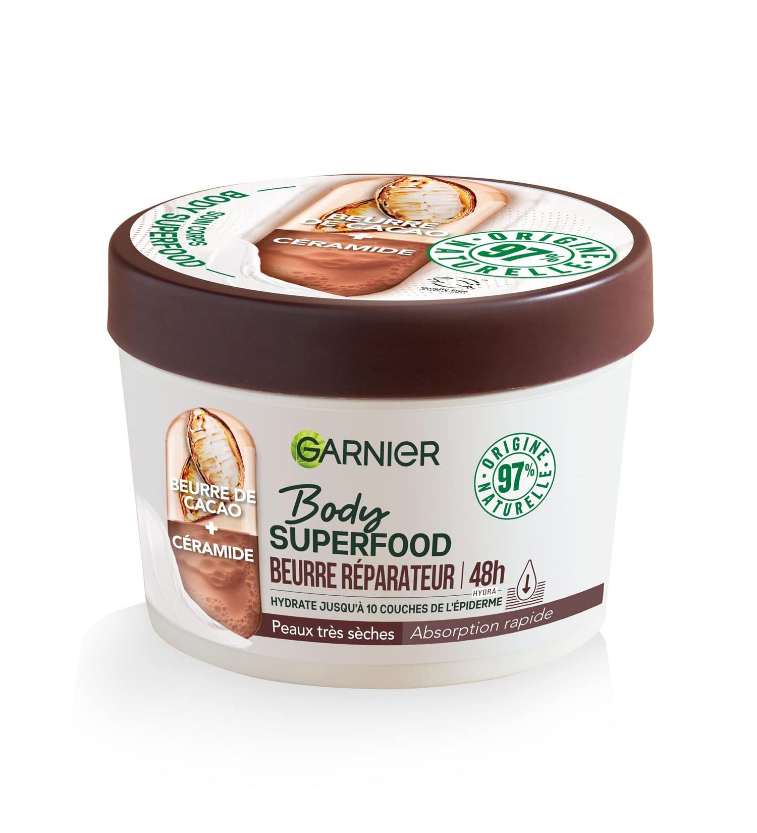Garnier - Body Superfood - Repair Body Cream - 48H Hydration - Vegan & 97% Natural Formula - Cocoa Butter & Ceramide - For Dry Skin - 380ml - Buy Online on GoSupps.com