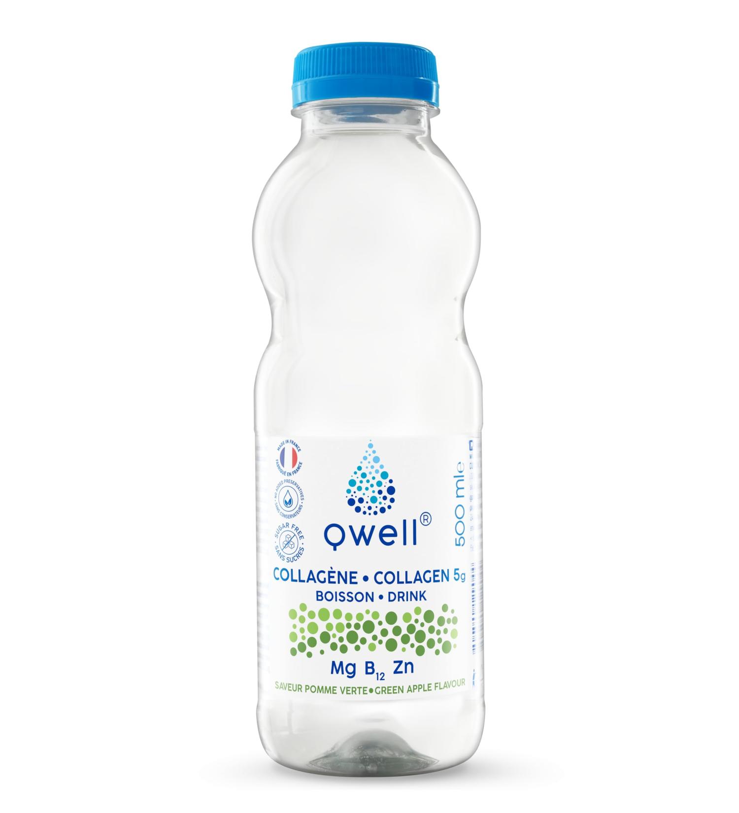 QWELL - Collagen Water - Boisson au Collag ne - R duire la Fatigue - Go t Pomme Verte - 100% Naturel - 12x500 ml - Buy Online on GoSupps.com