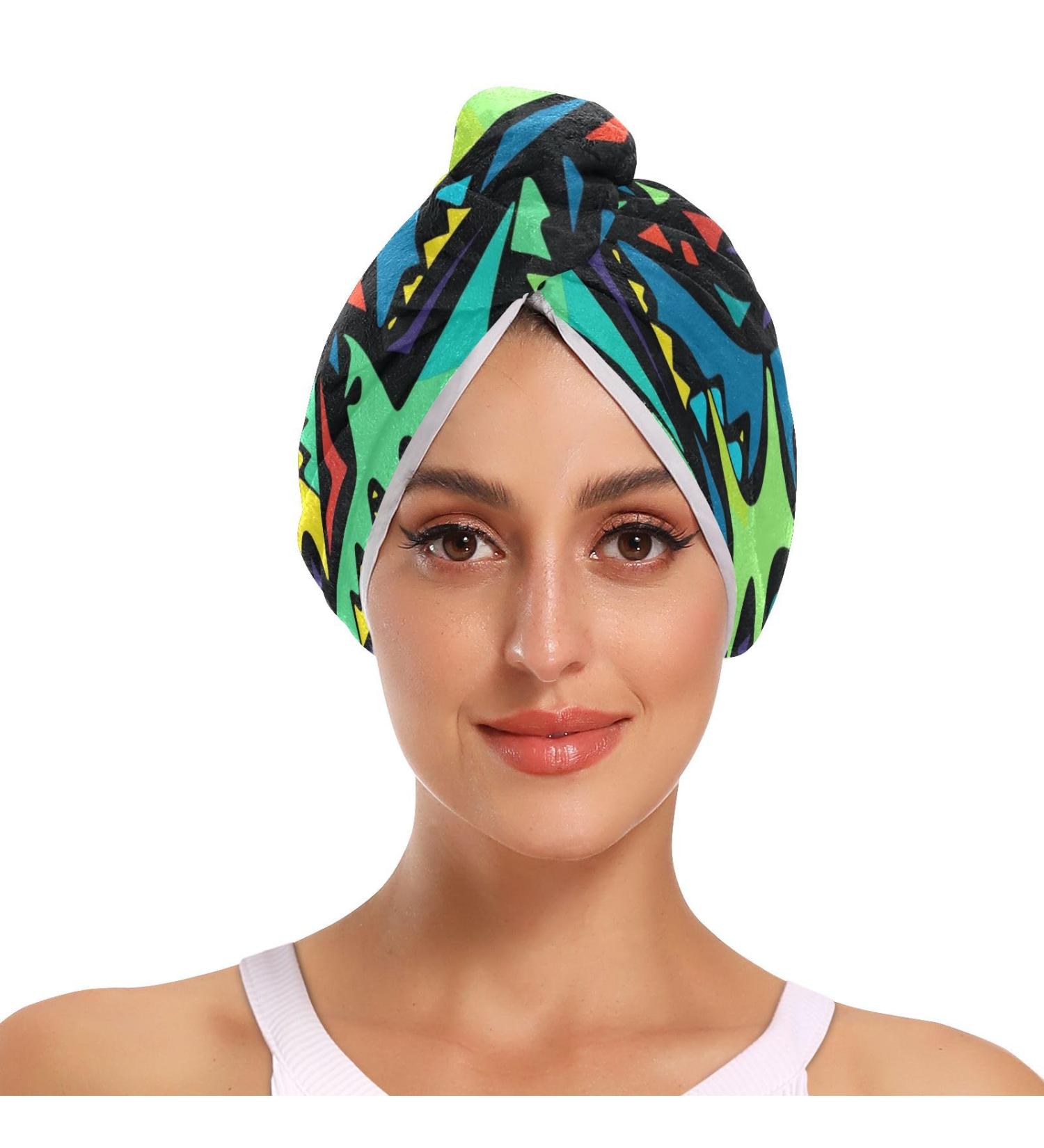 Abstract Sharks Hair Towel 2 Pack | Super Absorbent Quick Dry Hair Turbans for Women & Girls - Buy Online on GoSupps.com