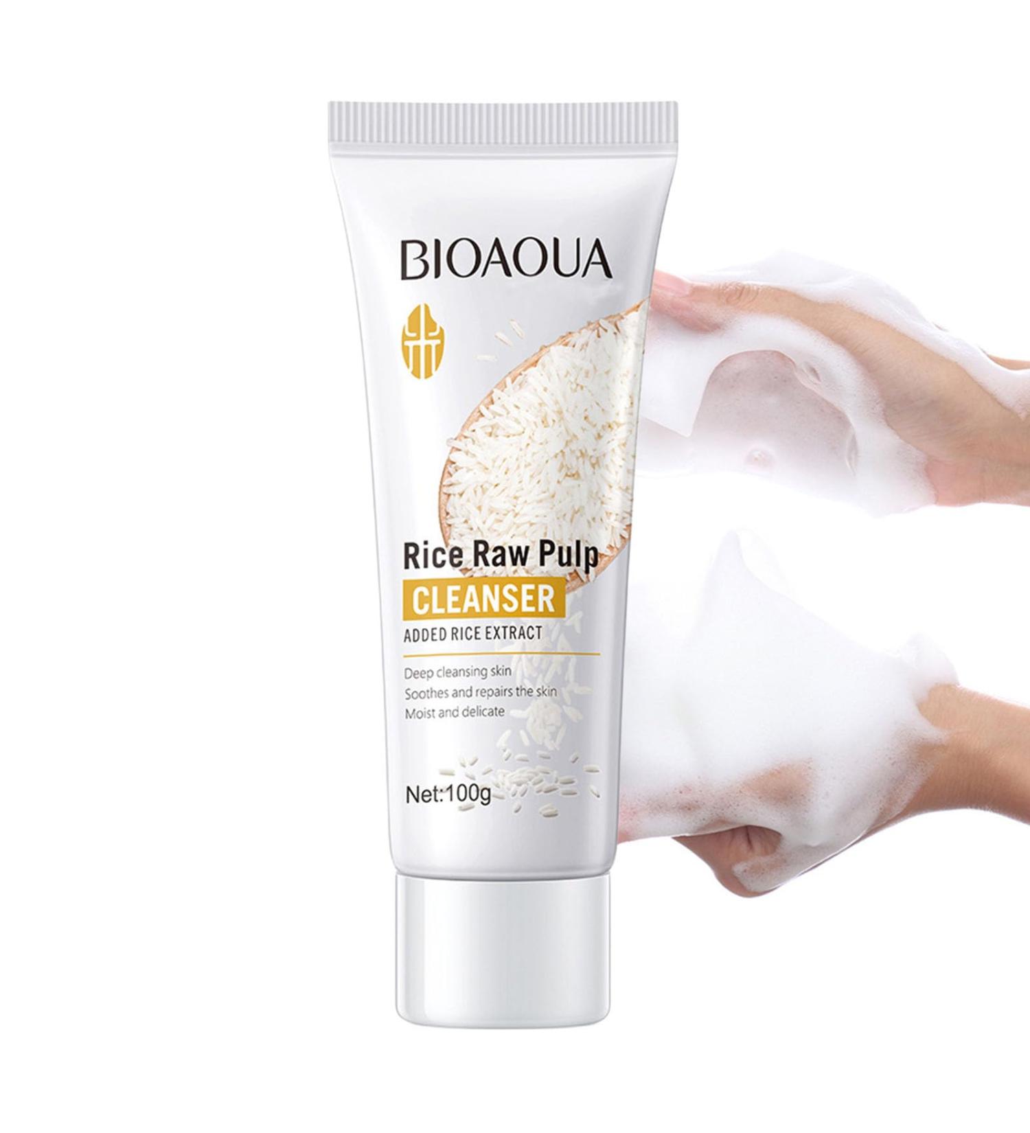 Rice Puree Cleansing Foam Refreshing Face Wash Rice Bran Extract and Rice Powde Hydrating Face Cleanser with Rice Bran & Ceramides Firming Bubble Facial Foam Cleanser for All Skin Type(100G) - Buy Online on GoSupps.com