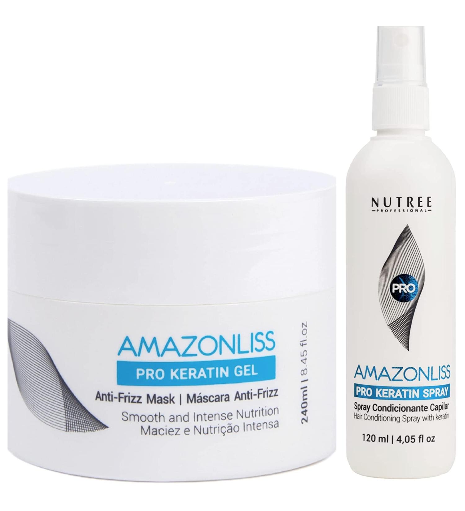 Amazonliss Keratin Hair Spray Treatment - 4.05 fl oz Liquid Keratin for Smooth Straight Hair - Pro Keratin Gel Mask 8.8 oz - Anti-Frizz & Hydrating Beauty Mask - Buy Online on GoSupps.com