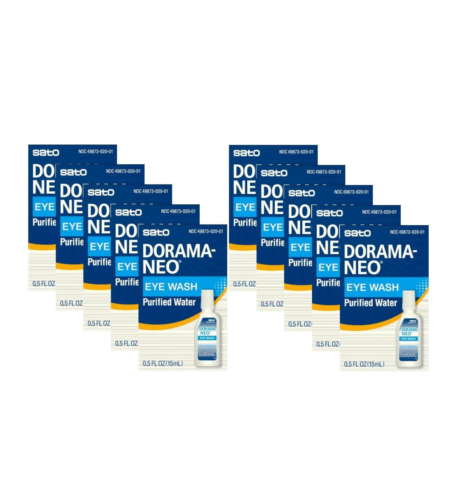 Sato Drama NEO Lubricant Eye Drops Dry Eye Relief | 0.5 FL OZ (Pack of 10) | Made in Japan - Purified Water Eye Wash - Buy Online on GoSupps.com