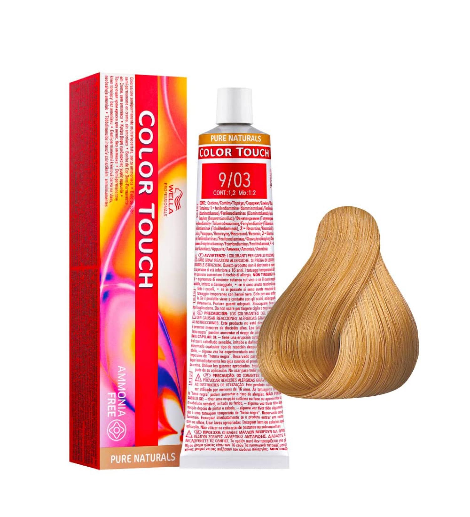 9/03 Natural Golden Platinum Blonde Wella Color Touch Pure Naturals Ammonia Free 60ml