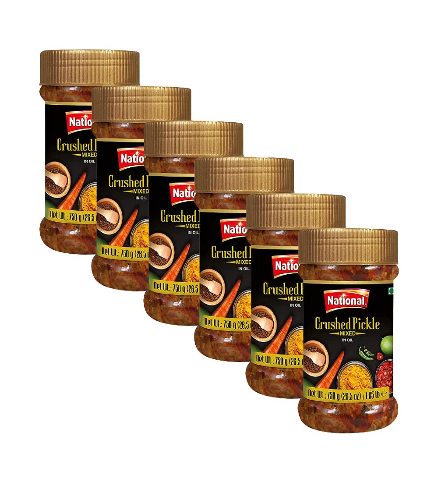 National Foods Crushed Pickle 26.50 oz (750g) Sour & Spicy Traditional South Asian Relish | Zesty & Tangy Achaar | PET Jar | Pack of 6 Crushed (750g) 750 g (Pack of 6) - Buy Online on GoSupps.com