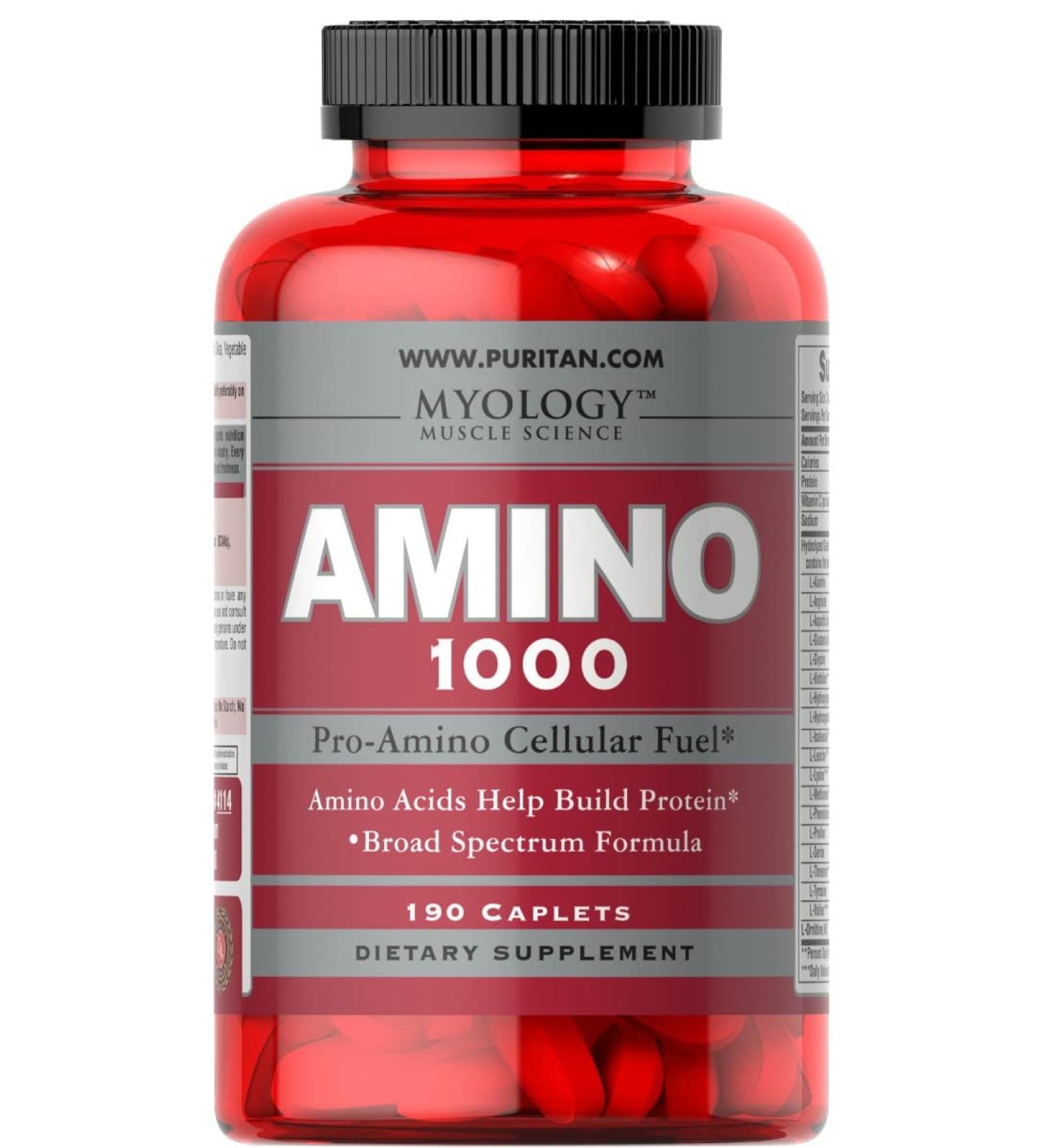 Buy Puritan's Pride Amino 1000 - 190 Caplets | Premium Amino Acid Supplement for Optimal Health - International Shipping Available - Buy Online on GoSupps.com