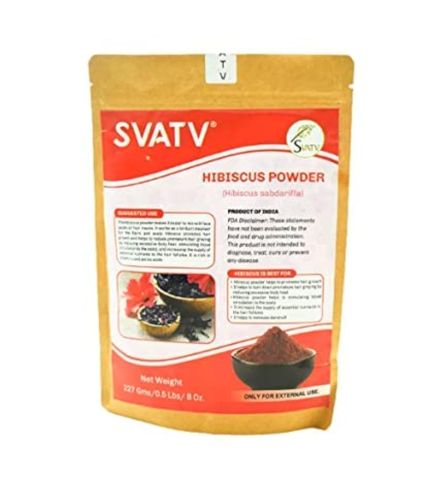 SVATV Hibiscus Powder | Natural Sabdariffa & Rosa Sinensis for Hair & Skin | 227g (8oz) | Controls Hair Problems for Men & Women - Buy Online on GoSupps.com