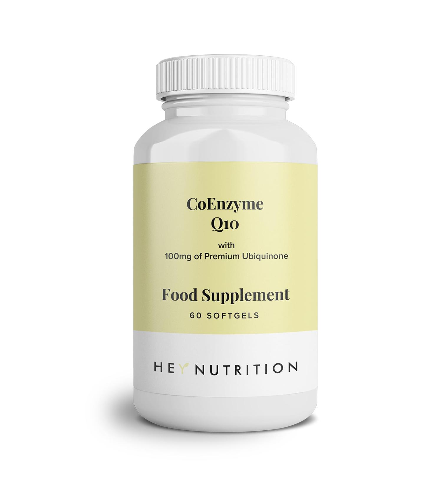 Hey Nutrition CoEnzyme Q10 Supplement - 100mg Premium Ubiquinone - Antioxidant Boost - Vital Organ Nutrition - Non-GMO - UK Made - 60 Softgels - Buy Online on GoSupps.com