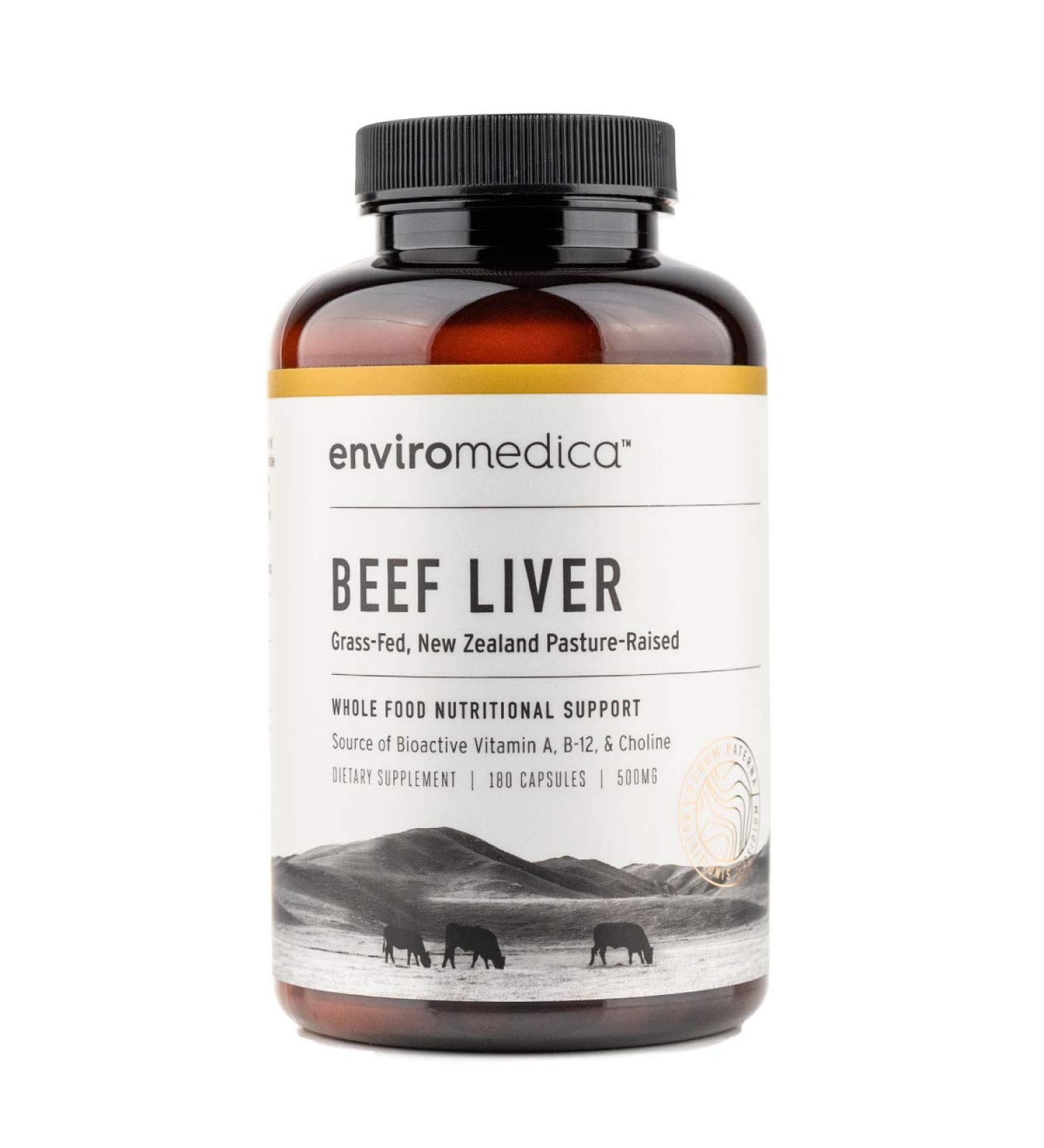 Enviromedica Freeze Dried Beef Liver Capsules - Pure Grass-Fed New Zealand Bovine - 180ct - Buy Online on GoSupps.com