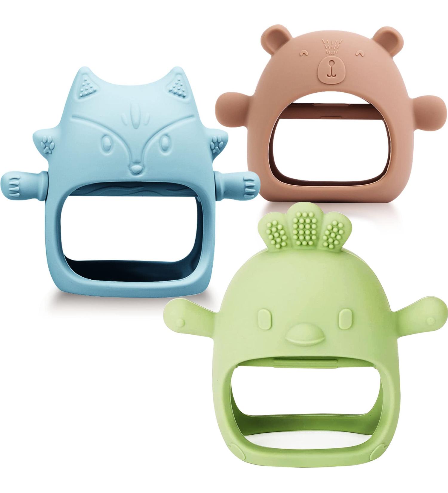 3-Pack Silicone Baby Teething Toys - Rattling & Chewable Pacifiers for Babies 0-6 Months (Blue) - Buy Online on GoSupps.com