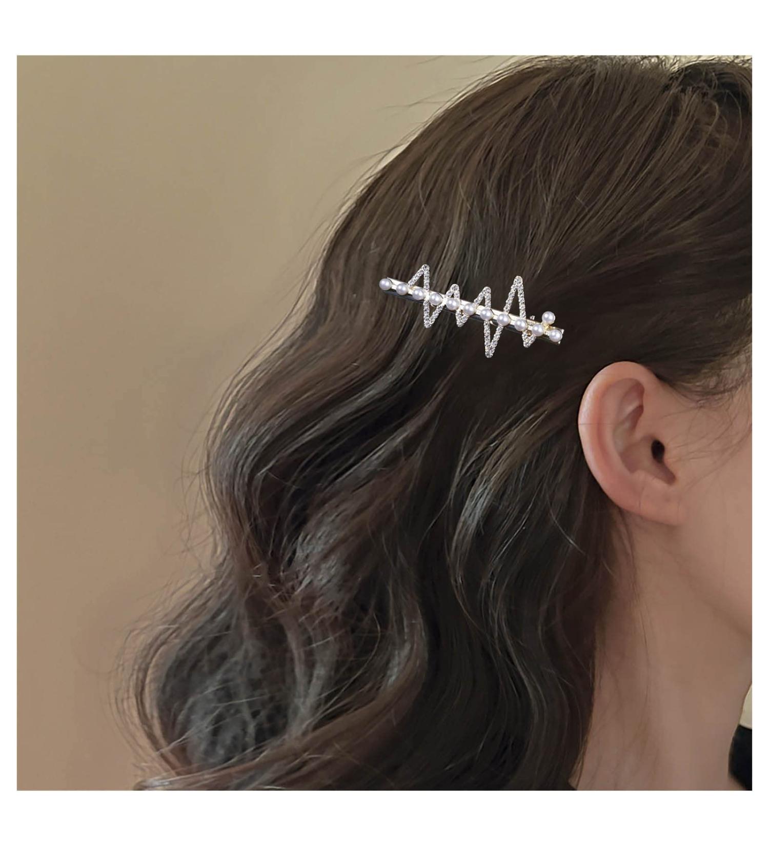 Inilbran Vintage Crystal Pearl Hair Clip Gold Rhinestone Wedding Hair Barrettes French Crystal Hairpin Barrette Sparkly Cz Hair Pins Hairclip Decorative Crystal Wedding Headpieces for women - Buy Online on GoSupps.com