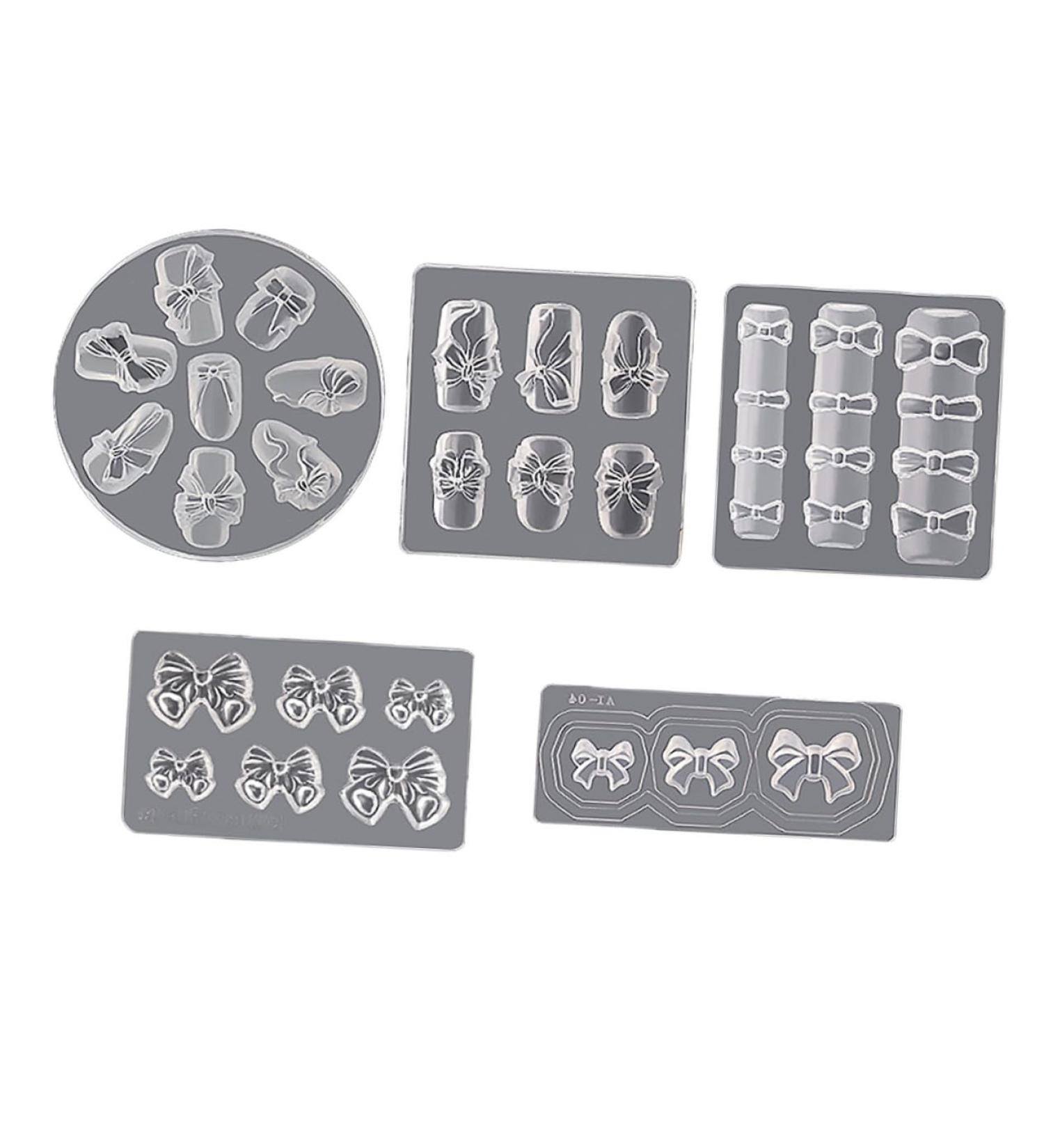 Coheali 5 in 1 Nail Art Silicone Shapes - DIY Gel & Resin Nail Decoration Templates 3D Nail Charms 5.5x5.5cm - Buy Online on GoSupps.com