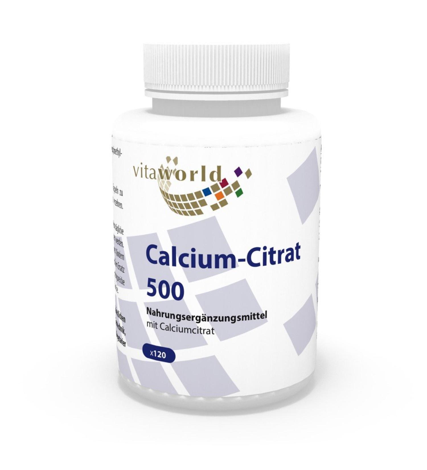 Vita World Calcium Citrate 500mg per Day 120 Capsules Made in Germany