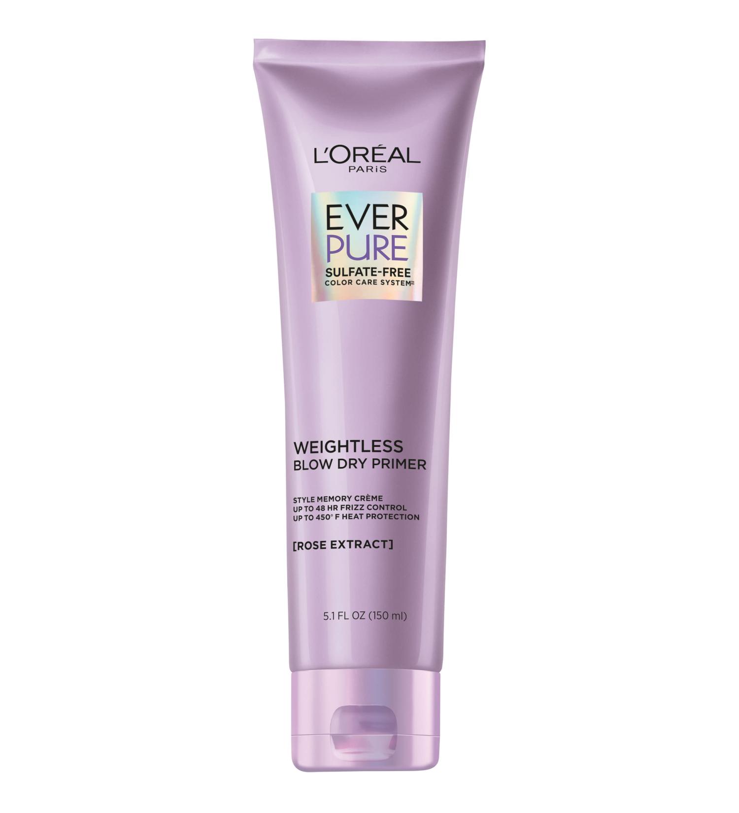 L Or al Paris Blow Dry Primer for 48 HR Frizz Control Sulfate Free EverPure 5.1 fl oz Rose 5.1 Fl Oz (Pack of 1) - Buy Online on GoSupps.com