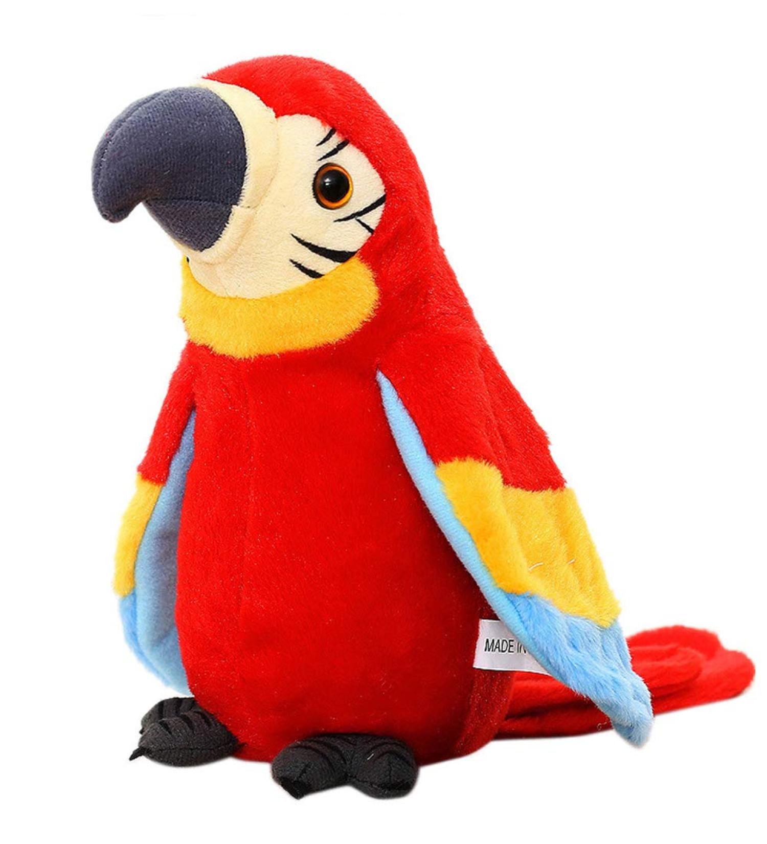 Talking Parrot Mimicry Pet Toy - Interactive Electronic Record Bird with Waving Wings - Educational Sensory Plush Toy for Kids - Perfect Birthday or Christmas Gift - Red - Buy Online on GoSupps.com