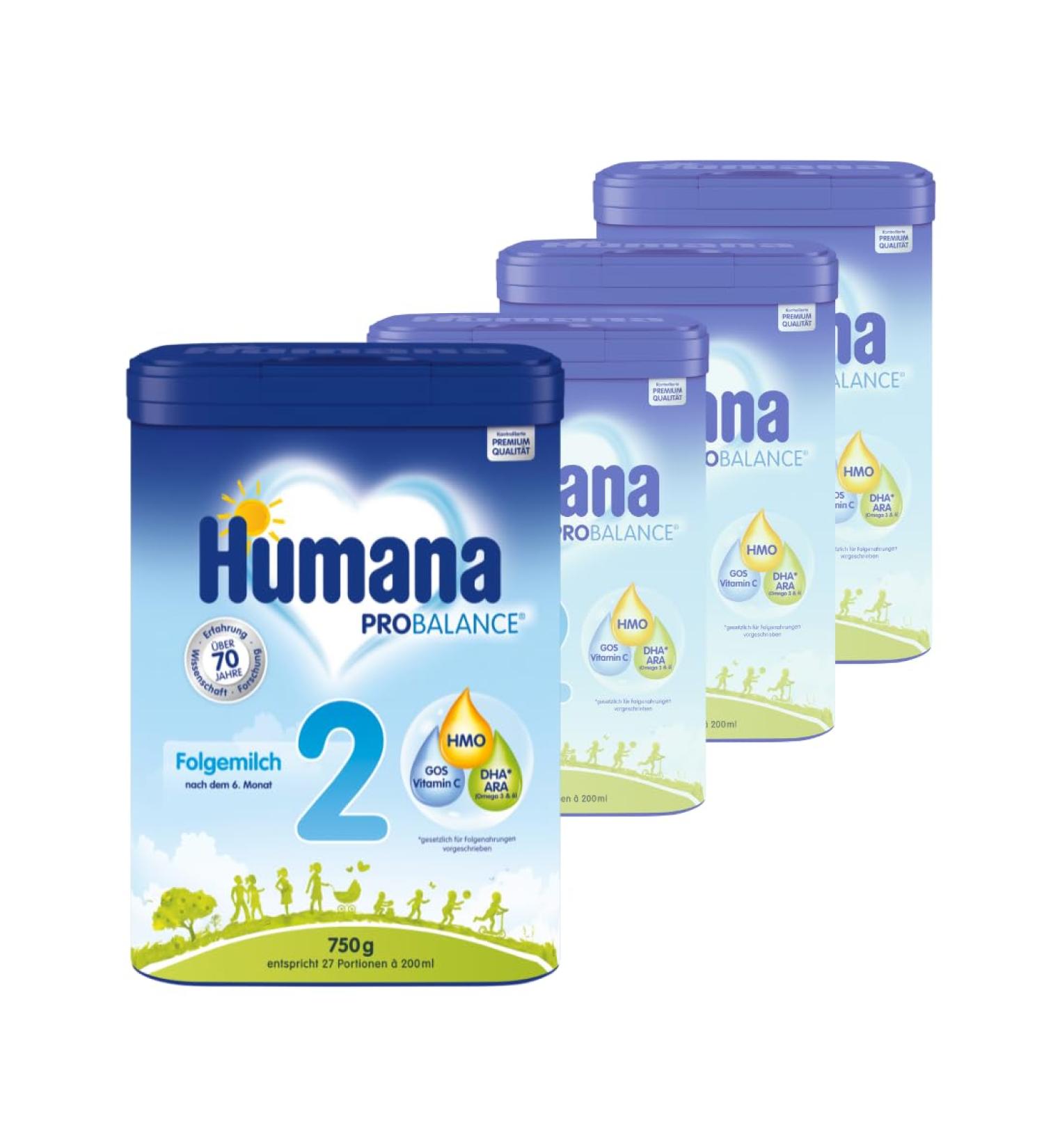 Humana Probalance Follow-Up Milk 2 (4 x 750g) - Ideal Baby Food After 6 Months - International Shipping Available - Buy Online on GoSupps.com