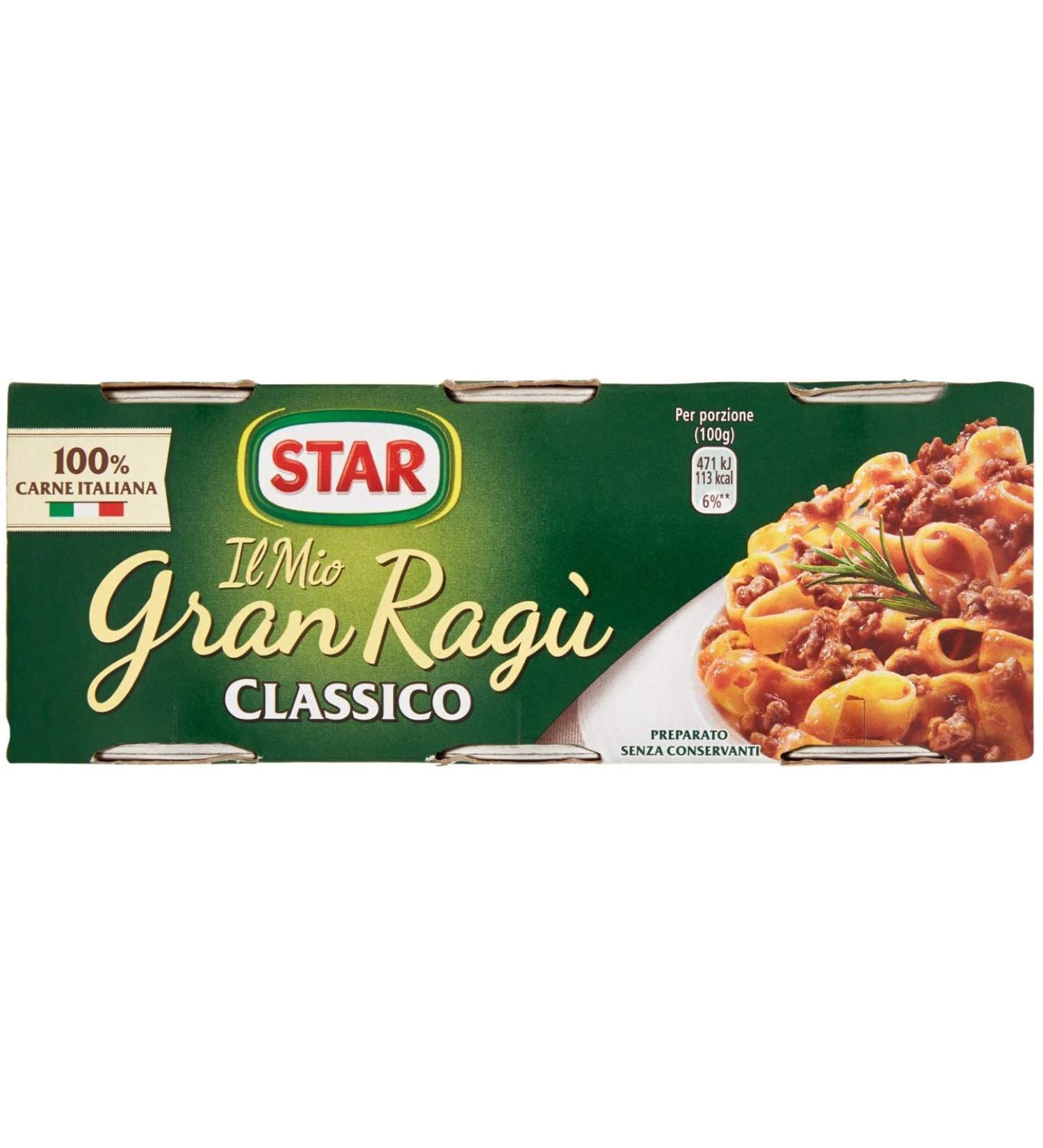 Star Il Mio Gran Rag Star Classico Pack of 6 100% Italian tomato sauces for pasta sauce 3 x 100g - Buy Online on GoSupps.com
