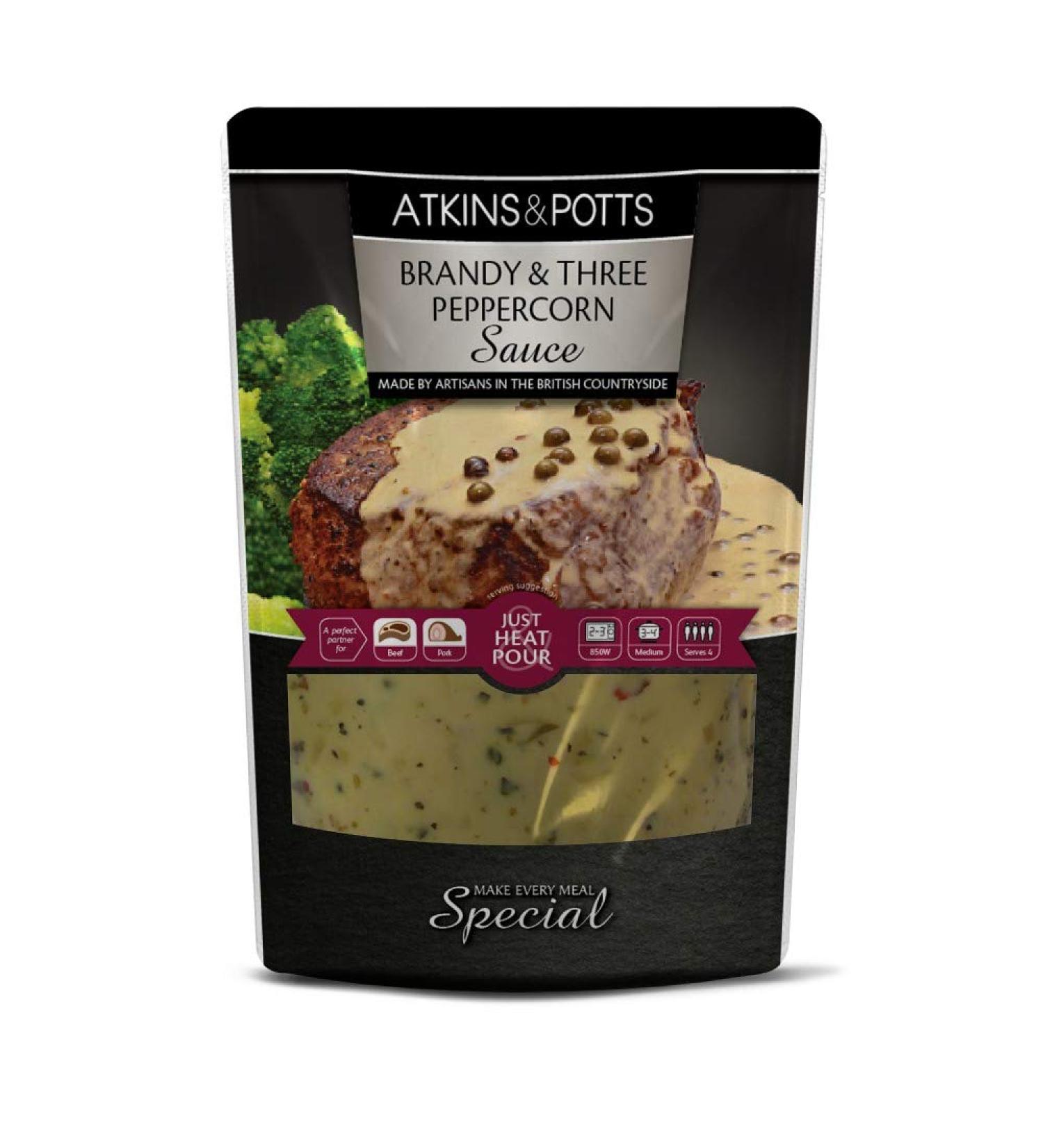 Atkins & Potts Brandy Three Peppercorn Finishing Sauce 350g