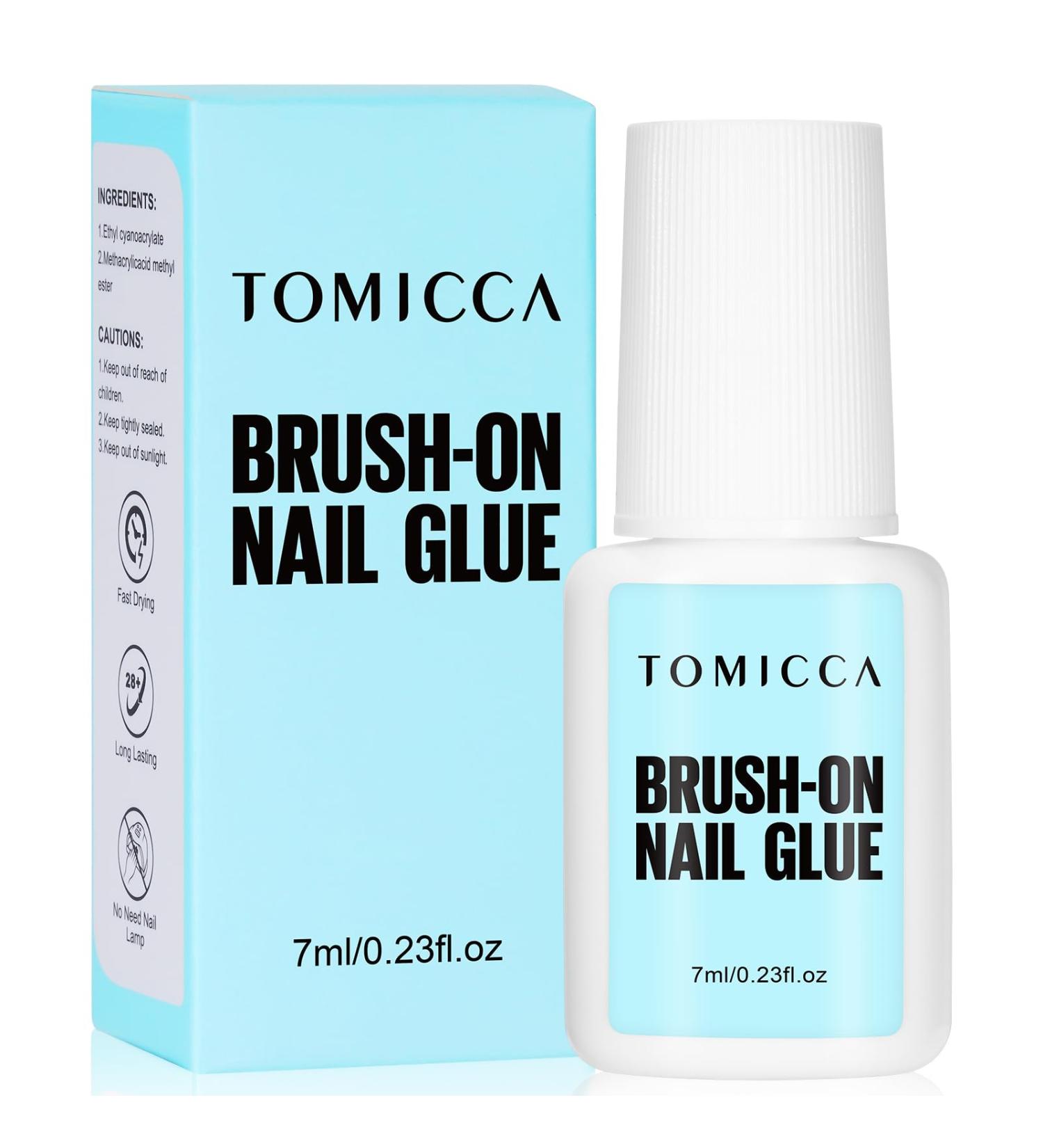 TOMICCA Quick Dry Nail Glue 7ml Extra Strong Brush On Nail Glue for Nail Repair Super Strong False Nail Glue For Nail Tips Long Lasting Nail Adhesive Glue- Professional Salon & Home Use Brush On Nail Glue-7ml - Buy Online on GoSupps.com