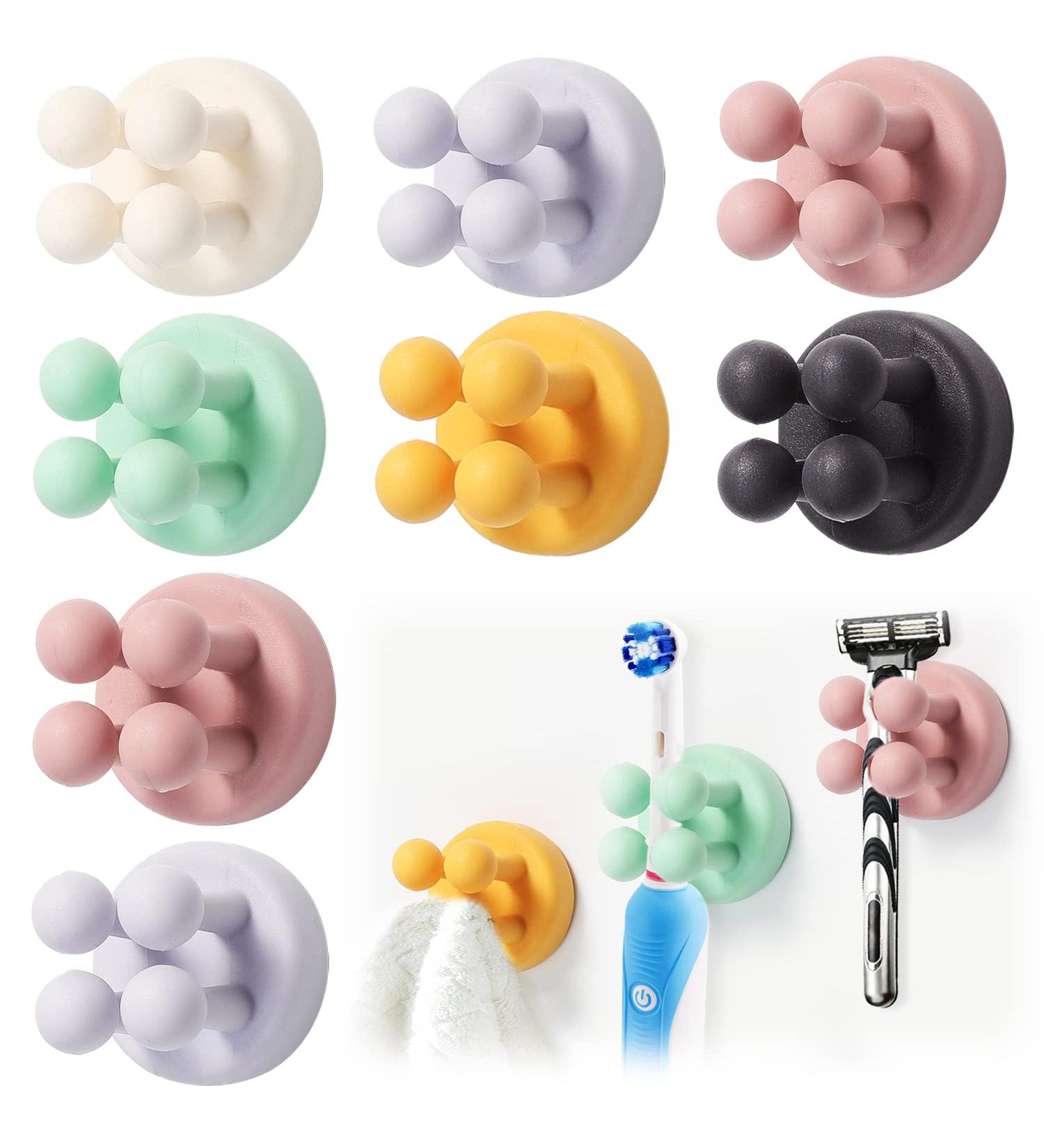 8-Piece Waterproof Toothbrush Holder Set | Adhesive Hooks for Bathroom & Kitchen | No Drilling Required | Funny & Functional Silicone Design - Buy Online on GoSupps.com