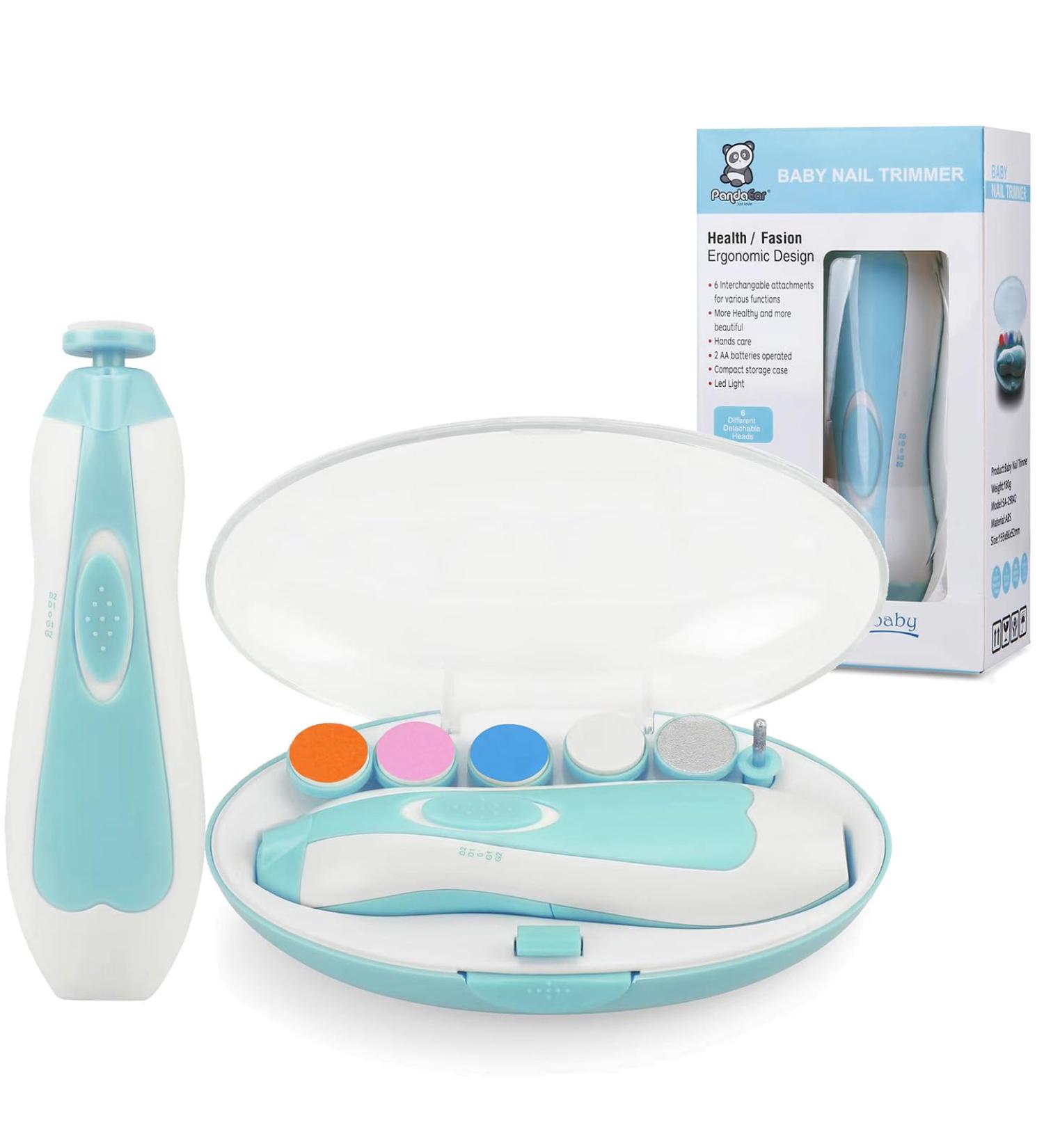 PandaEar Baby Nail Trimmer Newborn Electric Nail File Baby Nail Clippers Kit with Extra 6 Replacement Pads (Blue) - Buy Online on GoSupps.com