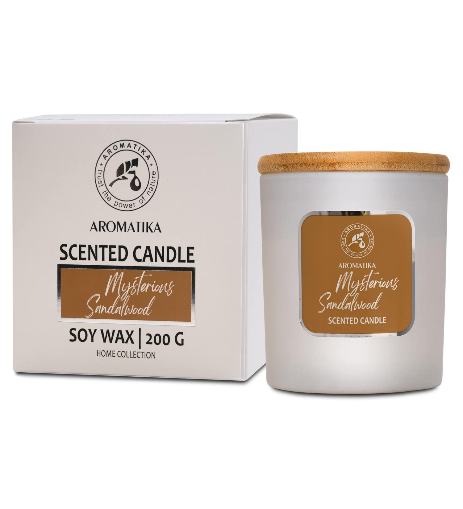 Mysterious Sandalwood Scented Candle | Aromatherapy Soy Wax Candle | 45 Hours Burn Time | Gift-Ready Glass Candle for Home Fragrance - Buy Online on GoSupps.com