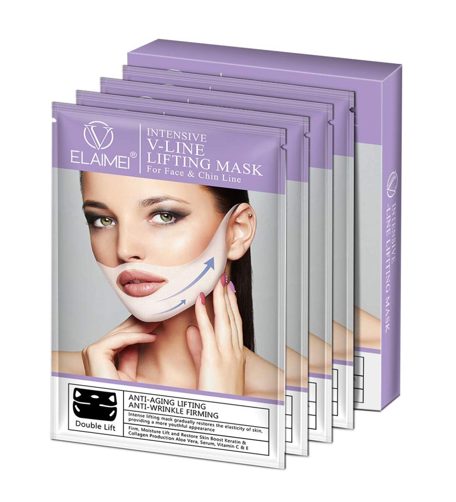 V Mask Double Chin Reducer & Slimming Mask | Chin Up Contour Lifting Firming Mask | Moisturizing All Night Silicone V-Line Lifting Patches (4 in 1) - Buy Online on GoSupps.com