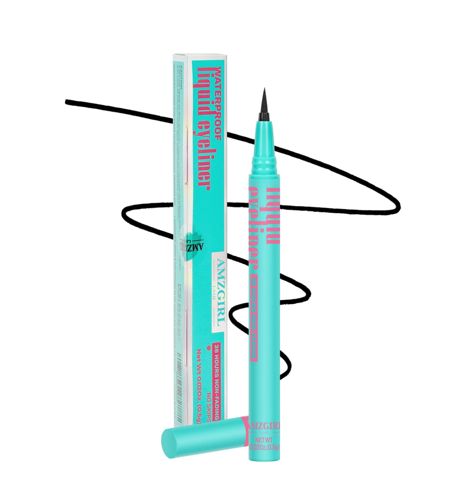 Waterproof Liquid Eyeliner | Black Super Slim Long Lasting Pencil | Cruelty-Free & Quick Drying by AMZGlRL - 0.02 Fl Oz - Buy Online on GoSupps.com