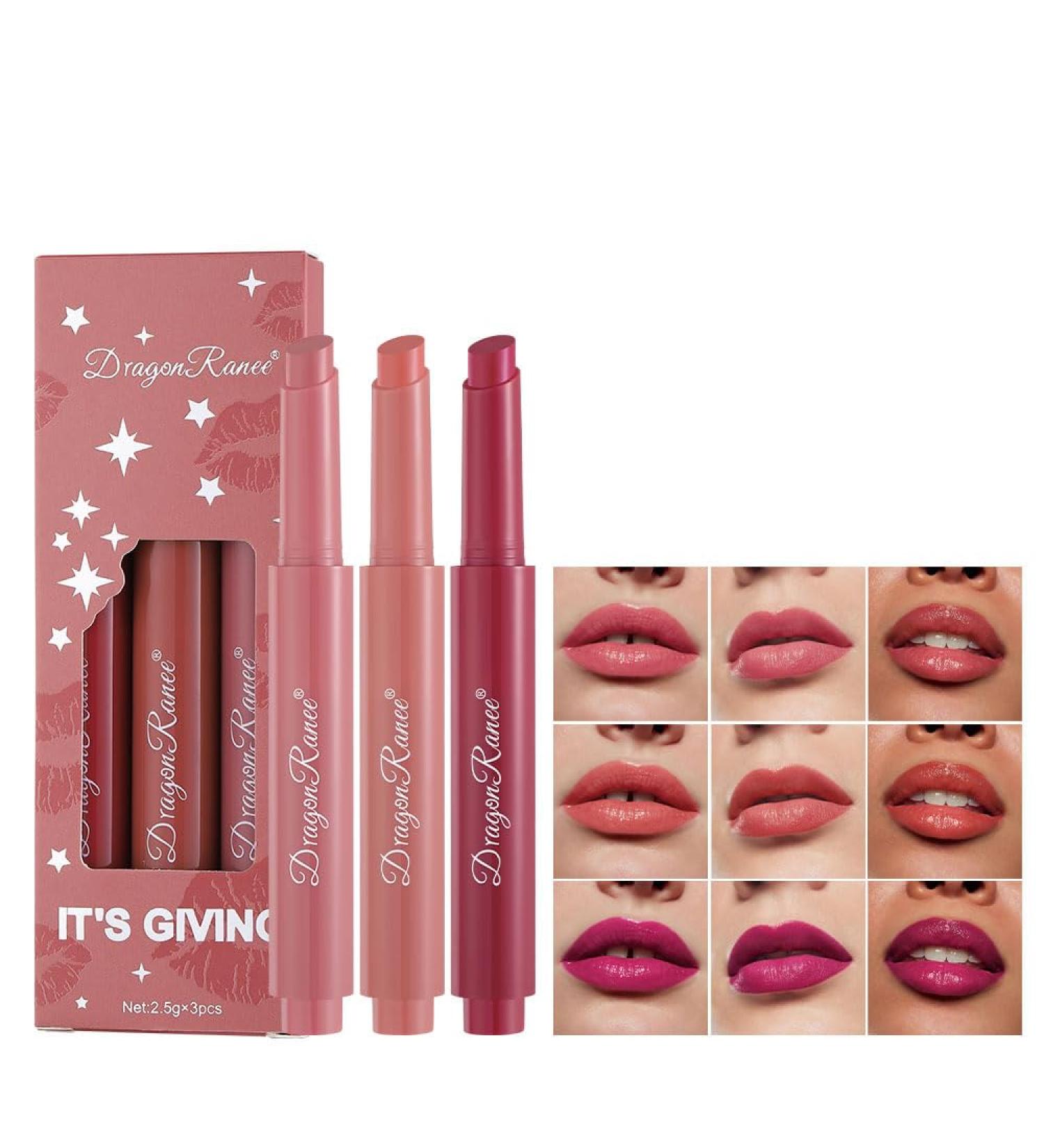 3 Colors Matte Lipstick Set | Long-Lasting Waterproof Hydrating Lip Gloss | High Pigment Non-Stick Cup Lip Tint Makeup - Buy Online on GoSupps.com