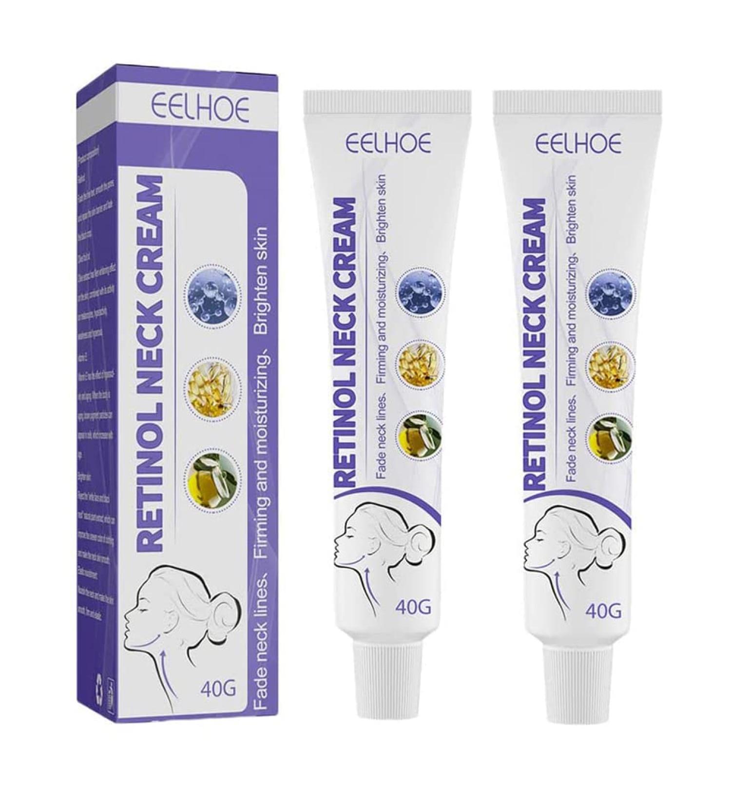 2PCs Retinol Neck Cream | Anti-Aging Moisturizer & Skin-Tightening Collagen Formula for Double Chin - Buy Online on GoSupps.com