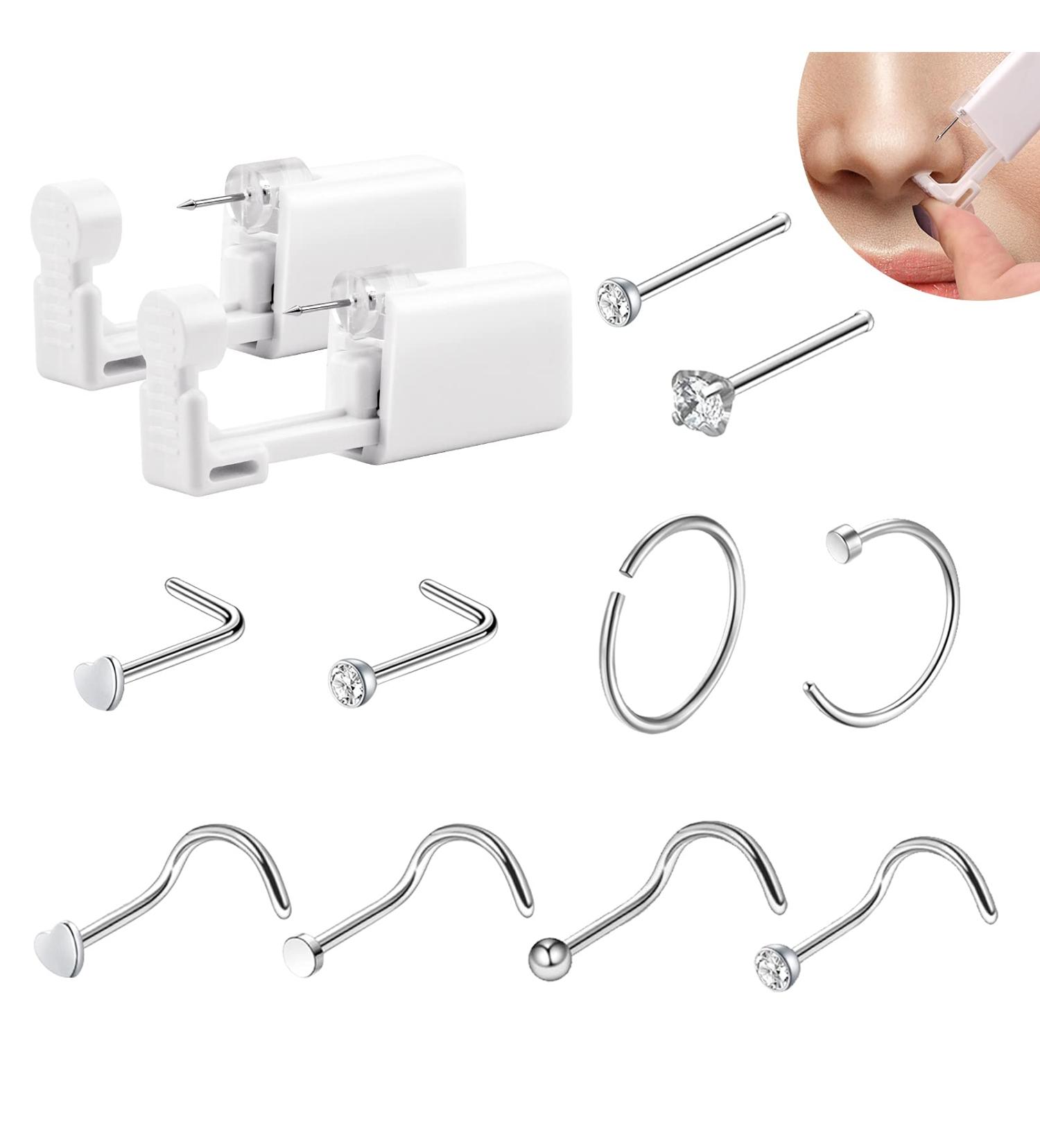 SOSPIRO Disposable Nose Piercing Tool Set with 10 Studs | Safe & Sterile Home Piercing Kit for Girls and Women - Buy Online on GoSupps.com