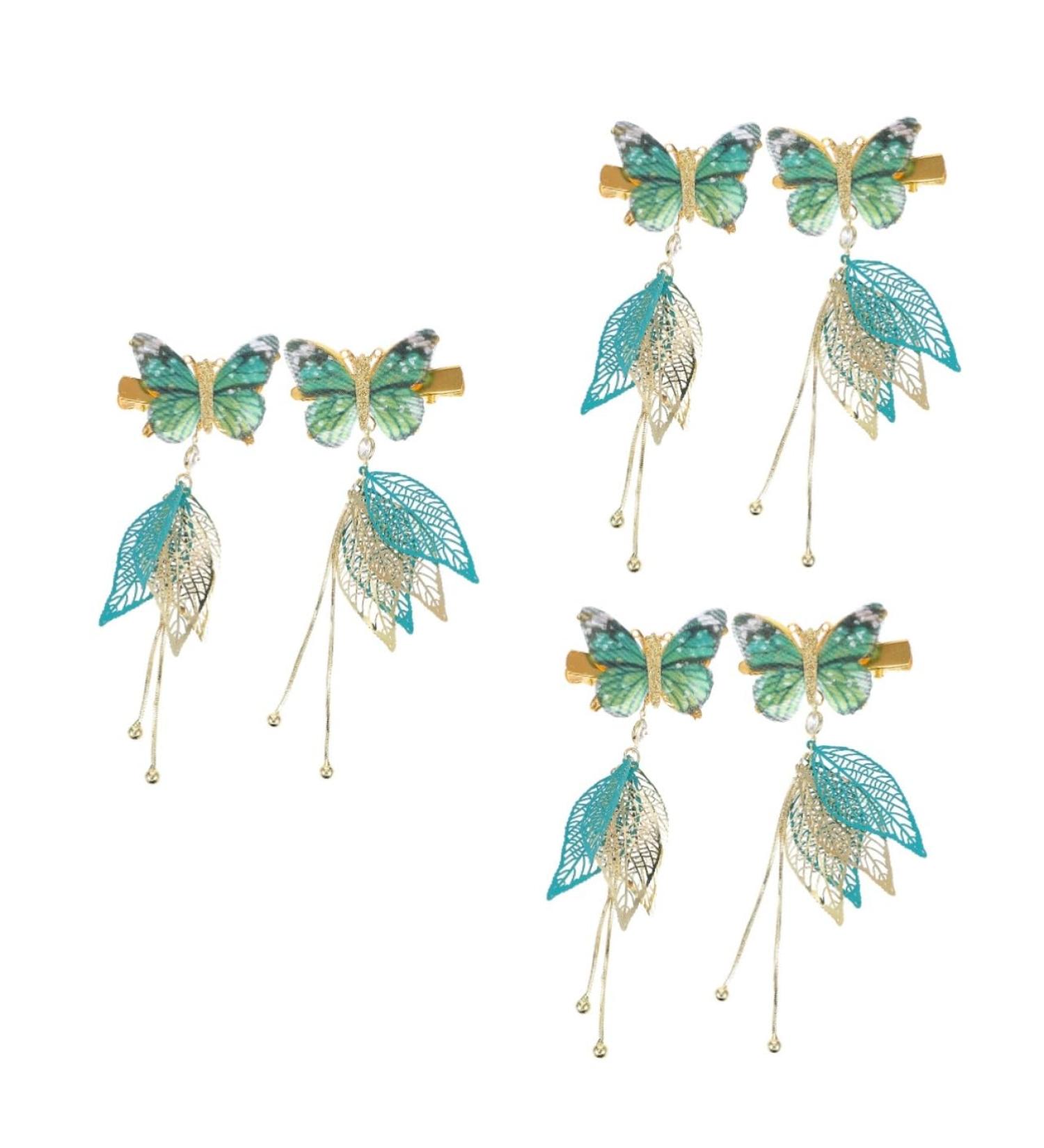 minkissy 3 Pairs Tulle Butterfly Hair Clip Tassel Hair Clips Hanfu Women's Metal Accessories - Buy Online on GoSupps.com
