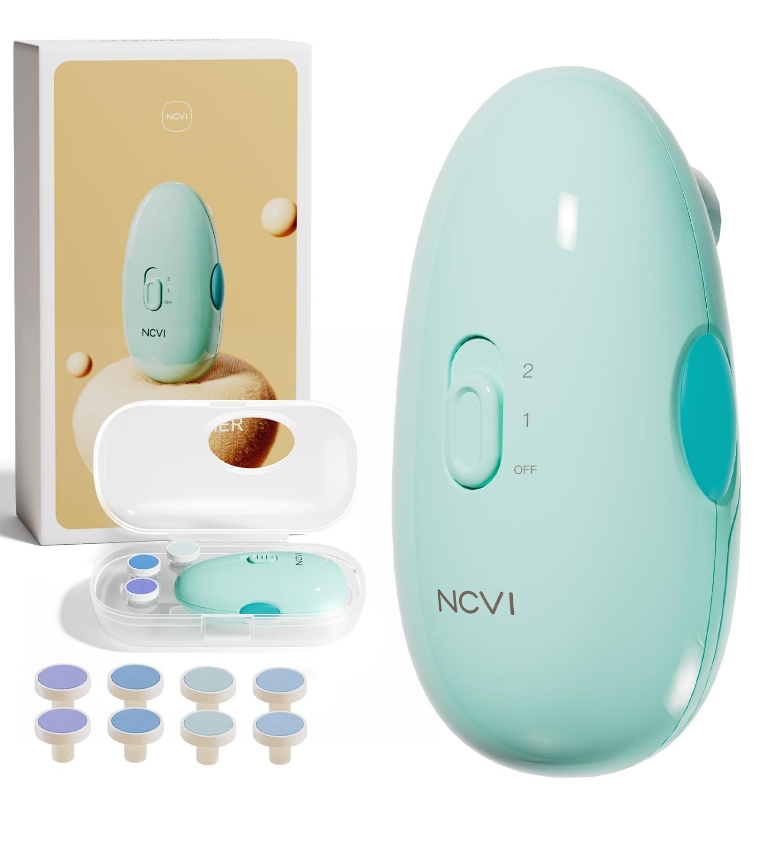 NCVI Electric Baby Nail Trimmer & File Set - Safe Clippers for Newborns to Toddlers - 8 Grinding Heads - Blue - Buy Online on GoSupps.com