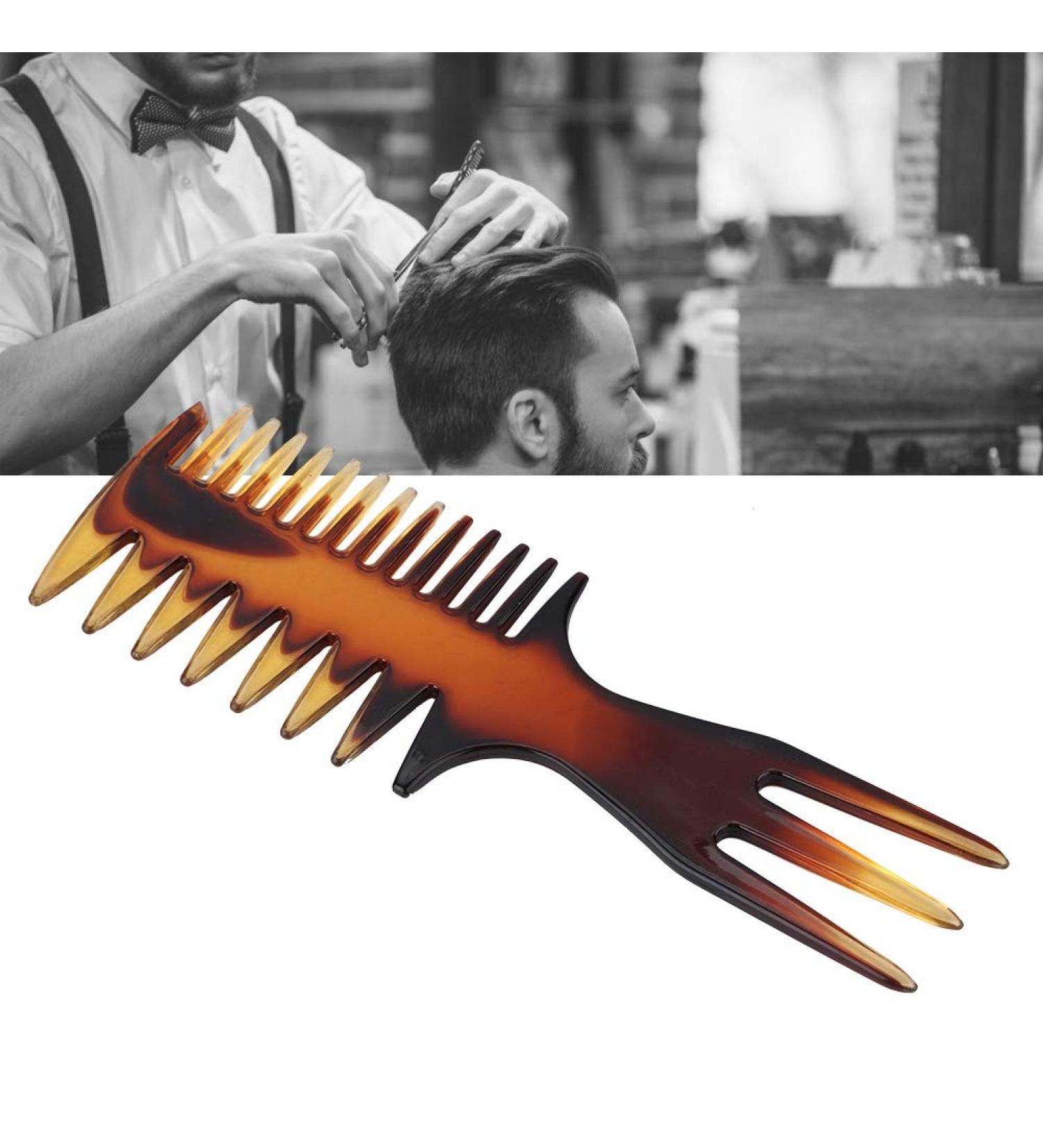 Retro Hairstyle Comb Men's Wide Teeth Resin Comb Anti-static Suitable for Salon and Home Use (4 three-purpose comb width) - Buy Online on GoSupps.com