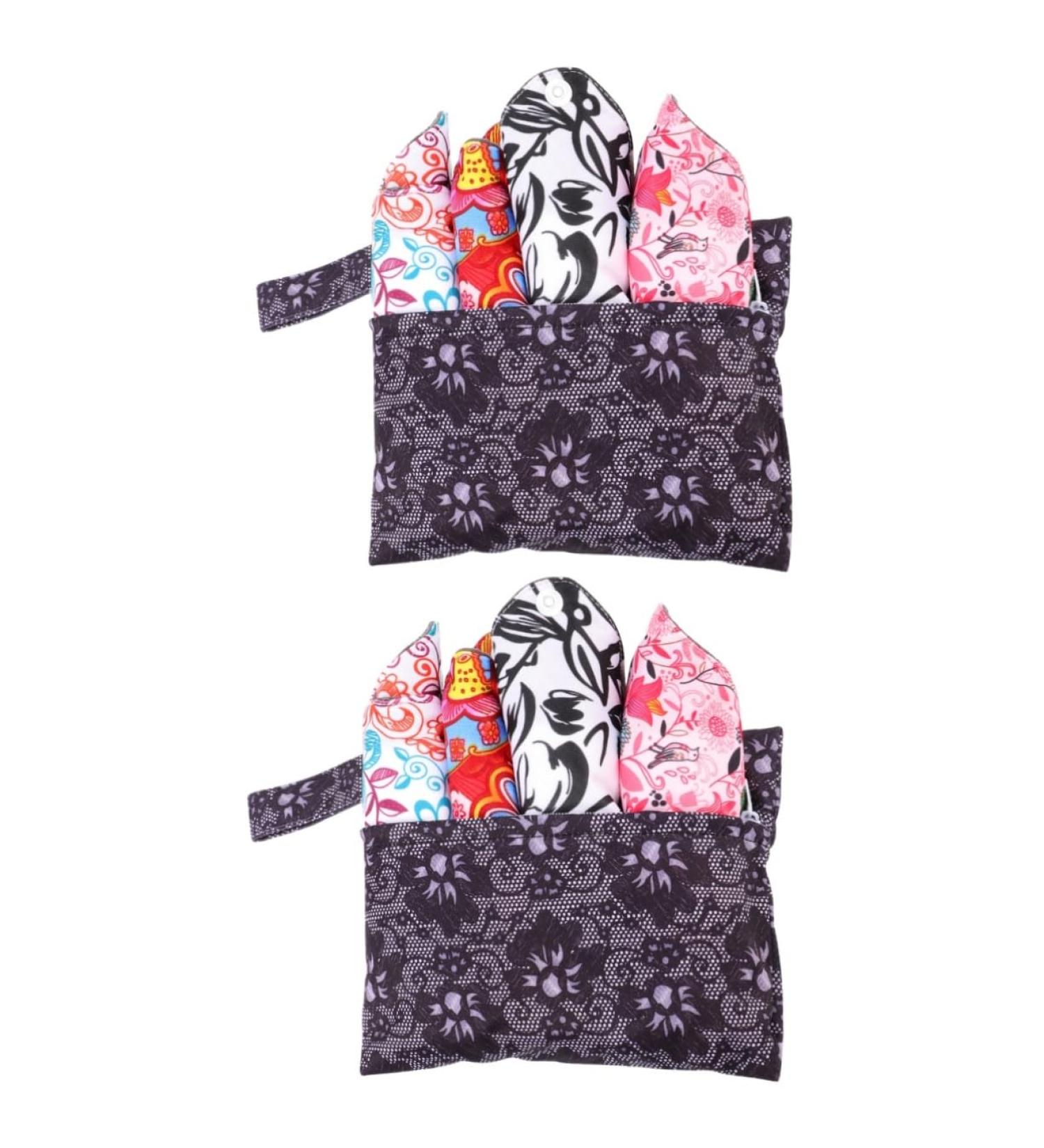 FRCOLOR 8 Pack Washable Menstrual Pads - Charcoal Bamboo Reusable Sanitary Napkins for Comfortable Period Care - Buy Online on GoSupps.com