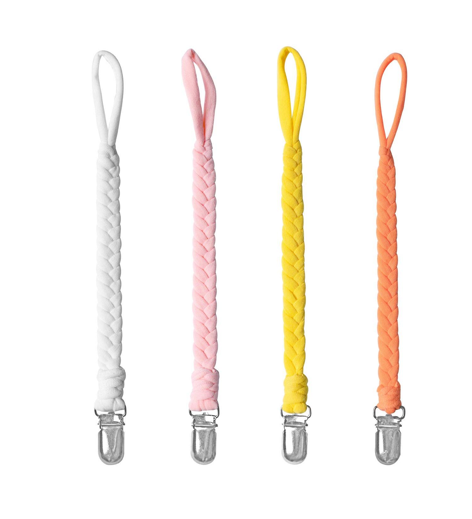 EXQUILEG Pacifier Strap Set - 4Pcs Cotton Baby Pacifier Chain Clips with Stainless Steel Clamps - Unisex Baby Accessories (LA14) - Buy Online on GoSupps.com