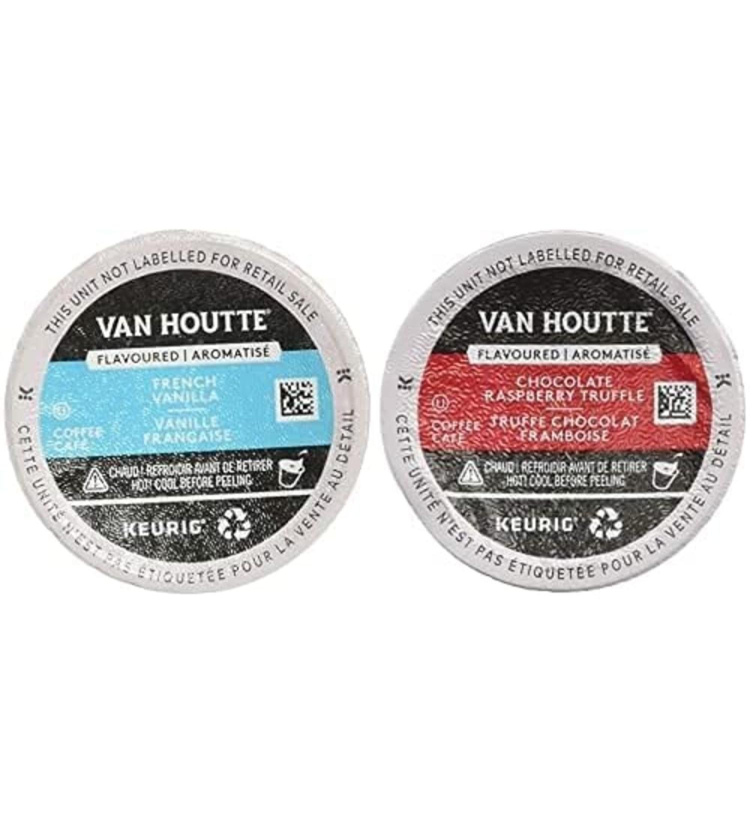 Van Houtte French Vanilla and Chocolate Raspberry Truffle Recyclable K-Cup Coffee Pods 24 Count For Keurig Coffee Makers